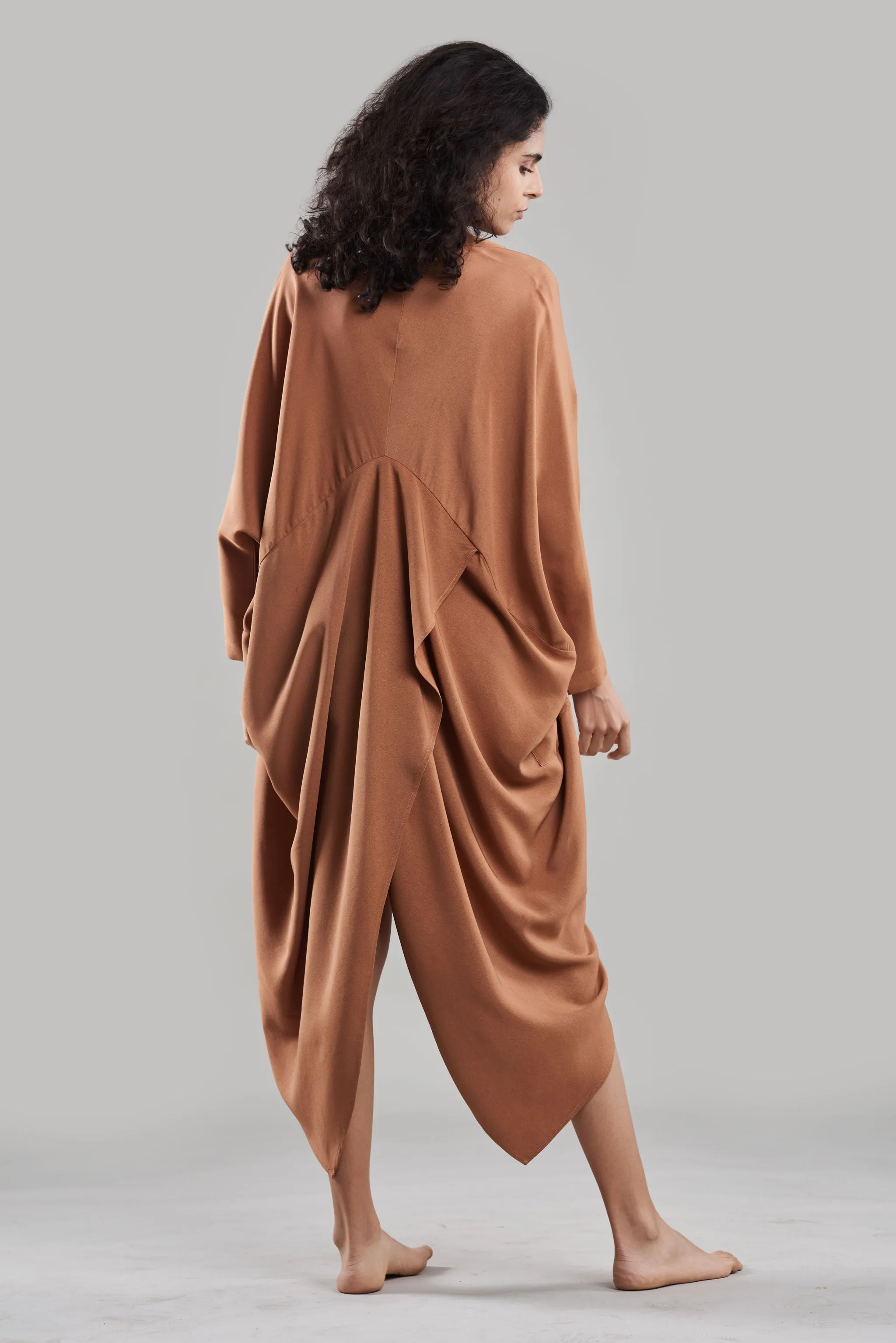 Summer Co-Ord Dress Cape Silk Amala Black/White/Plum/Nude/Clay-Fashion Edit Sahaja Vana-Ituvana-05