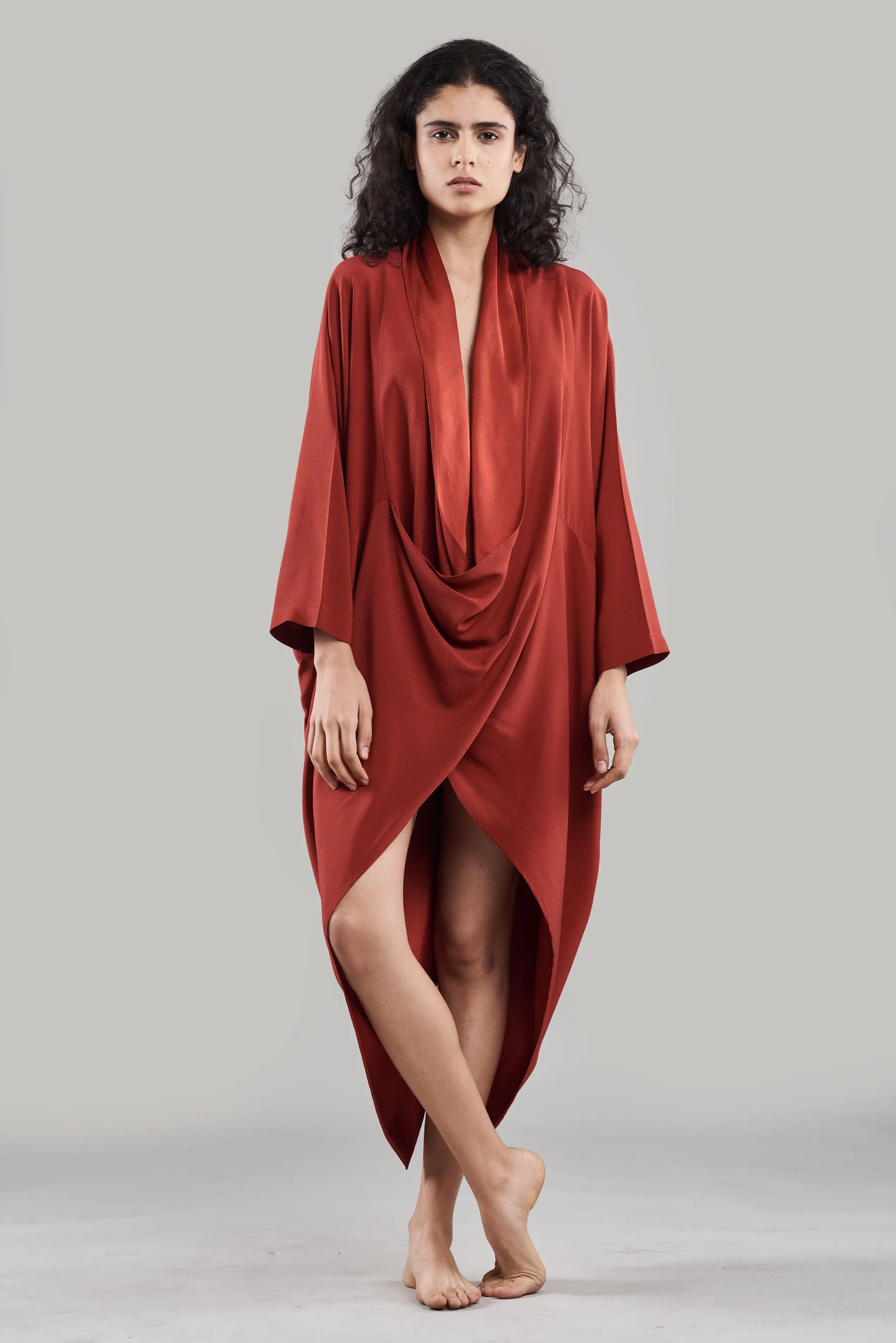 Summer Co-Ord Dress Cape Silk Amala Black/White/Plum/Nude/Clay-Fashion Edit Sahaja Vana-Ituvana-05