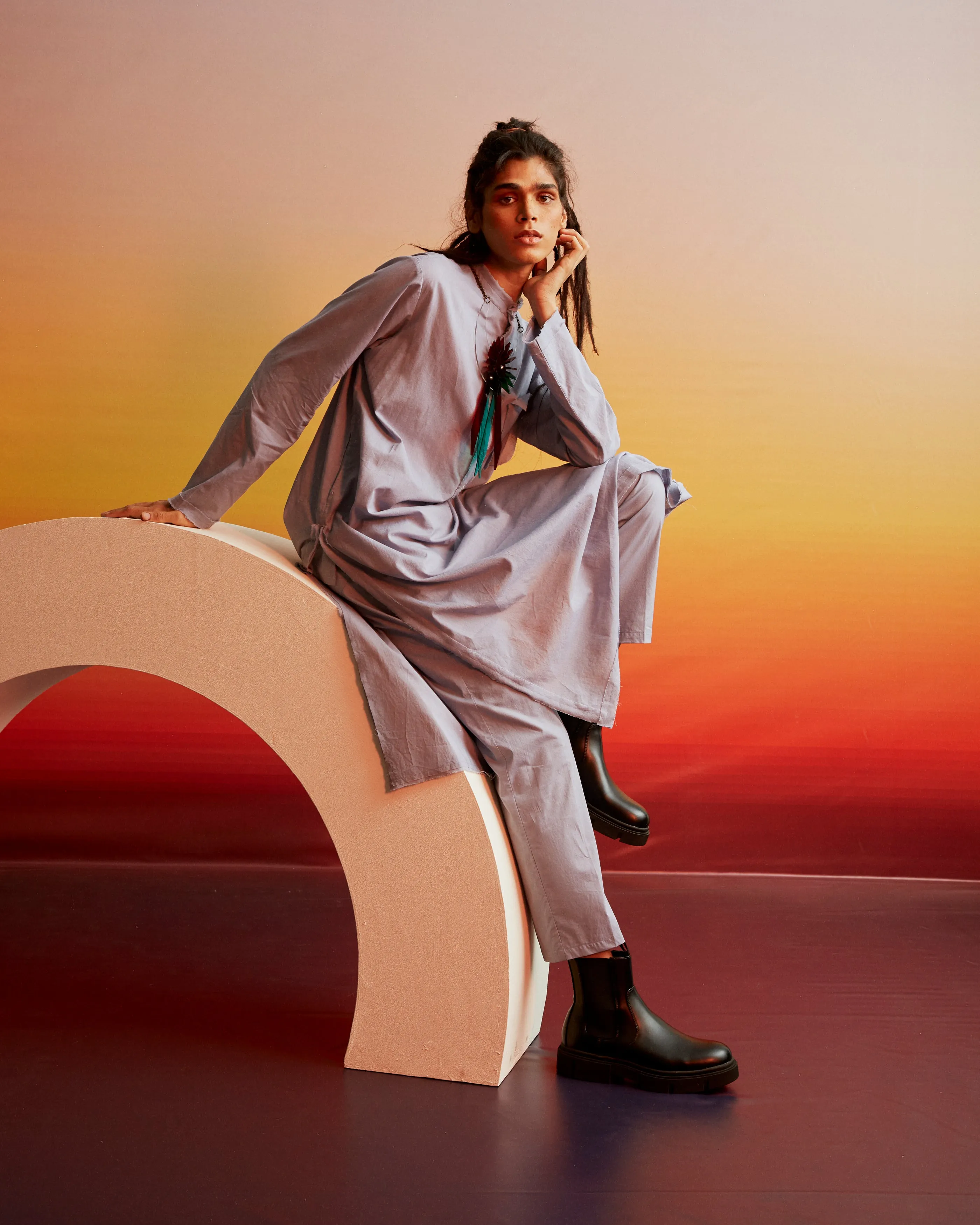 Summer Co-Ord Kurta Set-Cotton-Jan Unisex-49-White-Grey-Black-Skyblue-Fashion Edit Ajna Vana-Ituvana