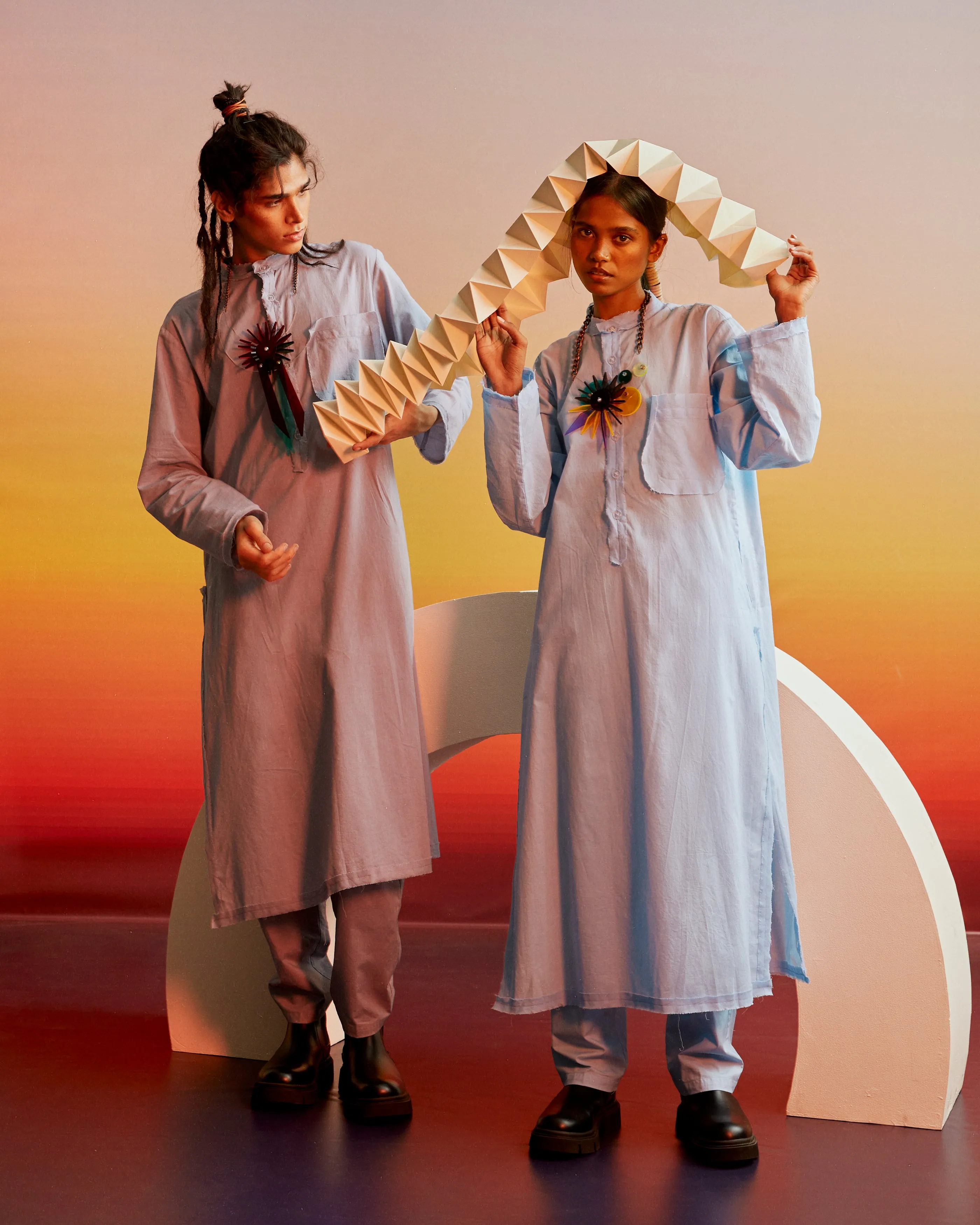 Summer Co-Ord Kurta Set-Cotton-Jan Unisex-49-White-Grey-Black-Skyblue-Fashion Edit Ajna Vana-Ituvana