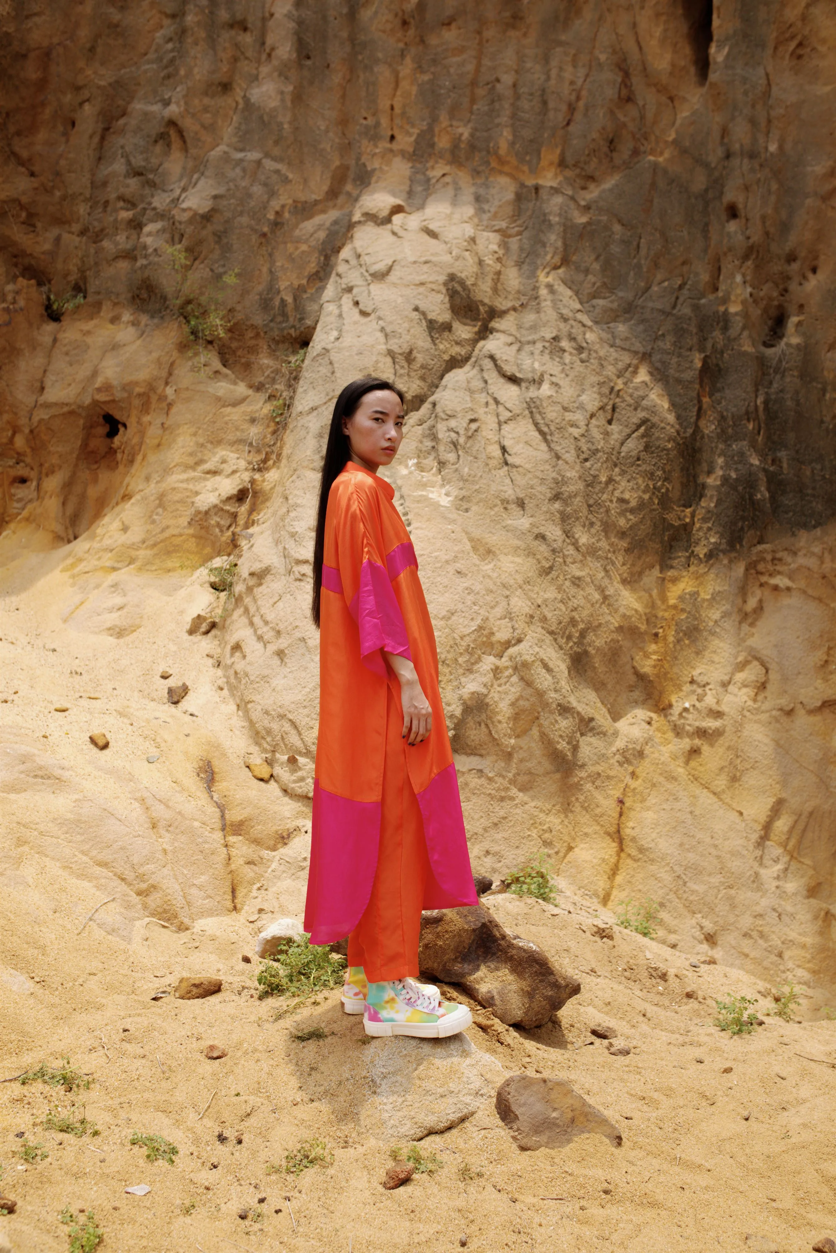 Summer Co-Ord Pyjama Set of 2-Silk-Emerald Green-Orange-Fuchsia-Priti Itu 30-Fashion Edit Maya Vana-Ituvana