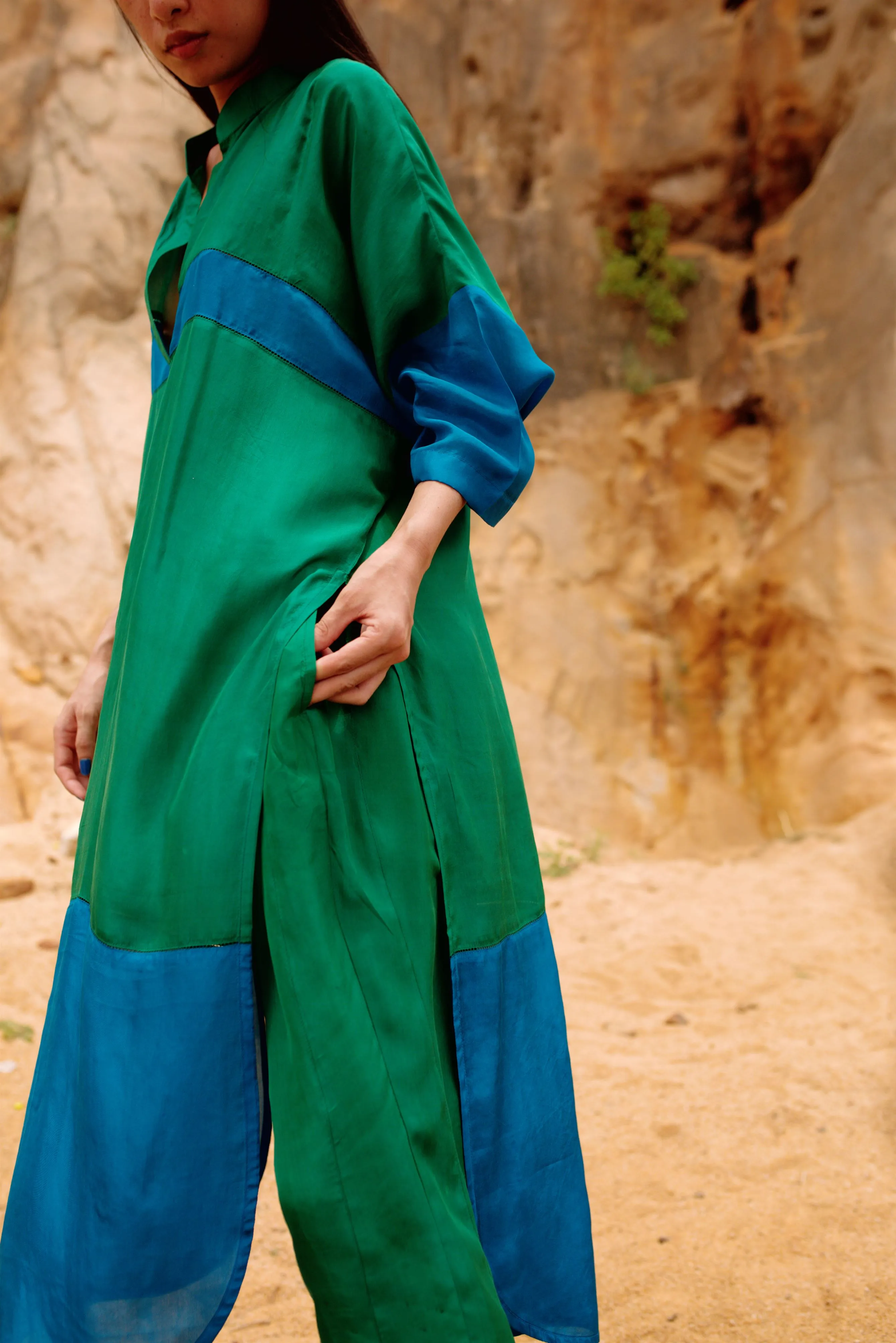 Summer Co-Ord Pyjama Set of 2-Silk-Emerald Green-Orange-Fuchsia-Priti Itu 30-Fashion Edit Maya Vana-Ituvana