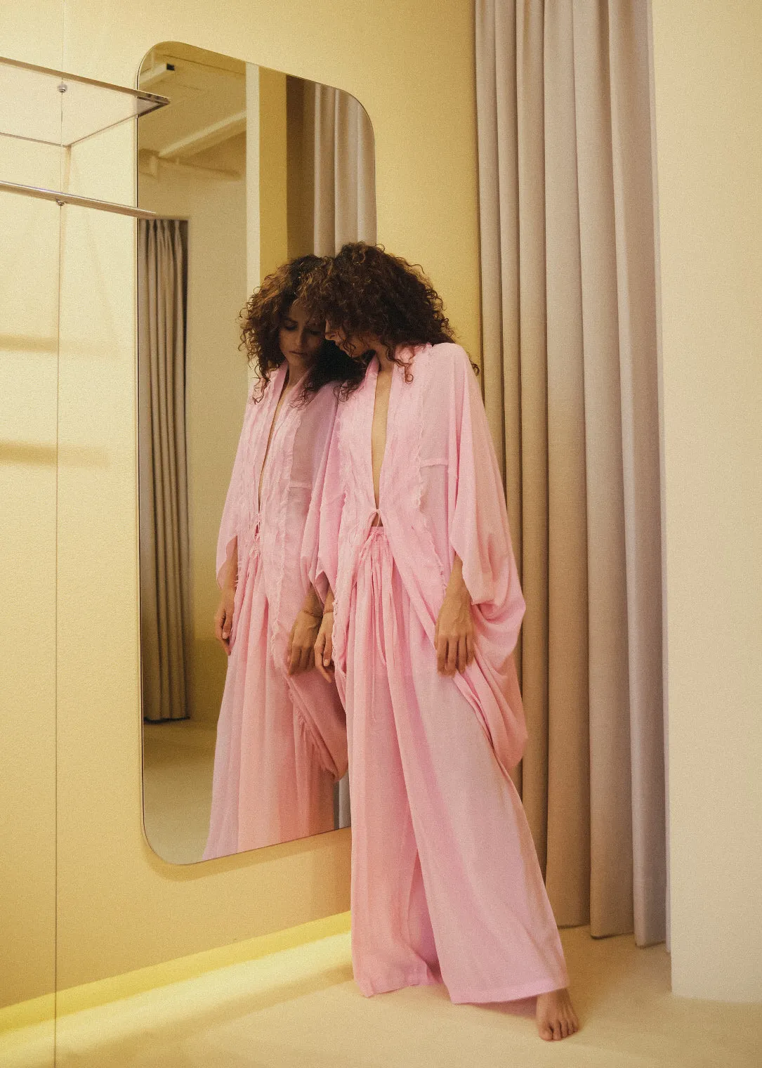 Summer Co-Ord Set of 2 Pant Robe-Cotton-Yellow-Skyblue-Pink-NavyBlue-Alipsa 57-Fashion Edit Samadhi Vana-Ituvana