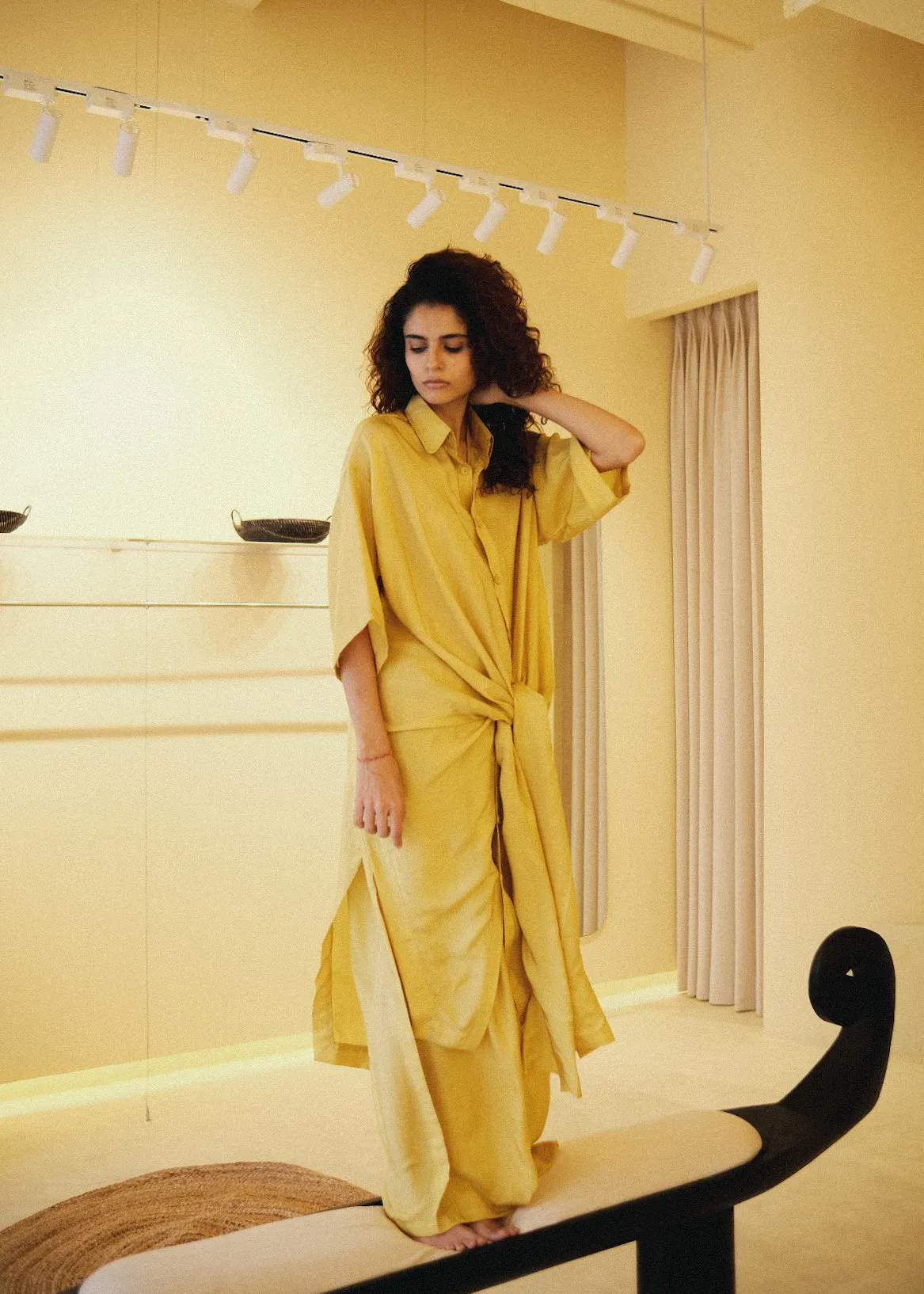 Summer Co-Ord Set of 2 Shirt Pant- Silk-Skublue-Pink-Black-Yellow-Roha 58-Fashion Edit Samadhi Vana-Ituvana