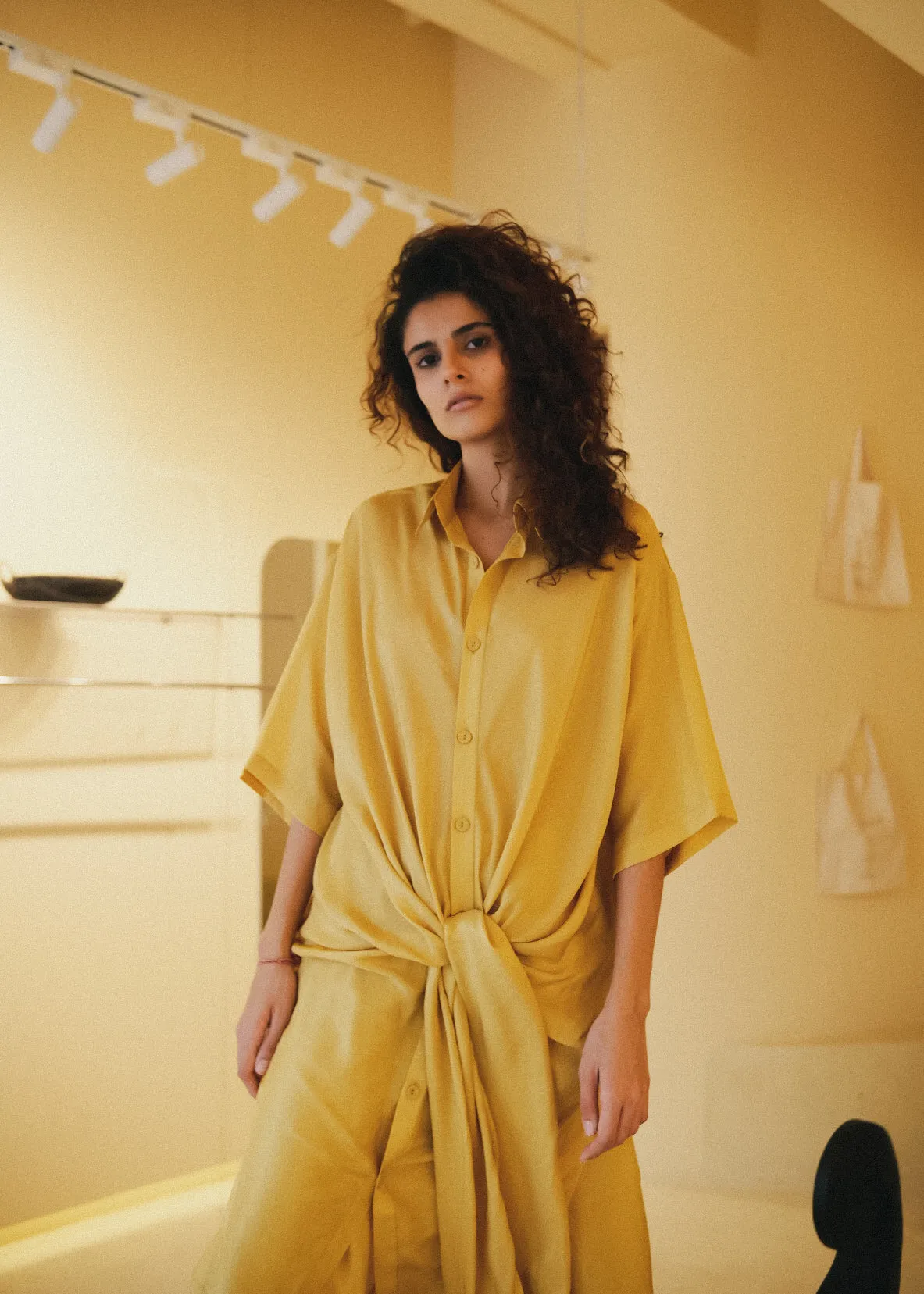 Summer Co-Ord Set of 2 Shirt Pant- Silk-Skublue-Pink-Black-Yellow-Roha 58-Fashion Edit Samadhi Vana-Ituvana