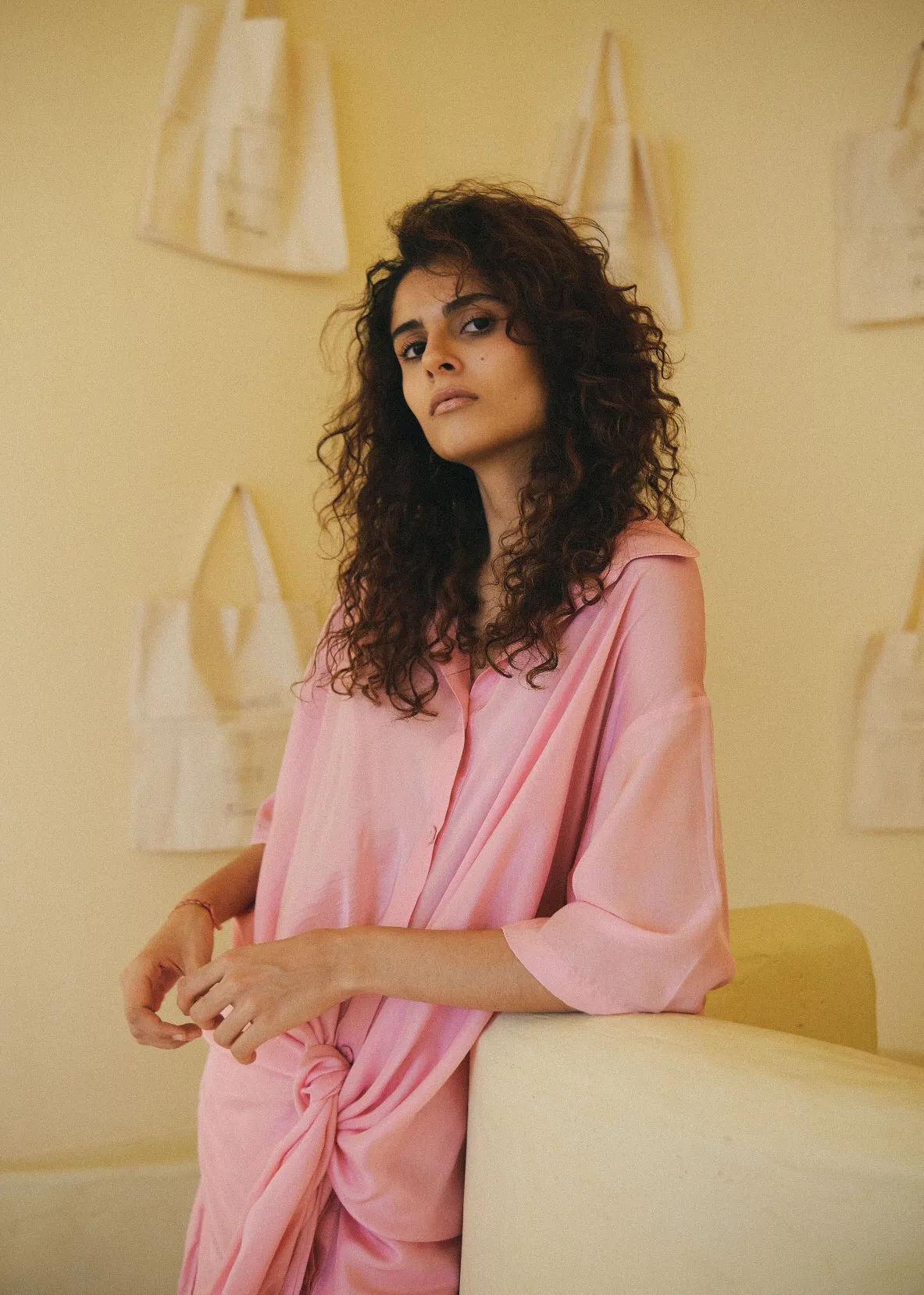 Summer Co-Ord Set of 2 Shirt Pant- Silk-Skublue-Pink-Black-Yellow-Roha 58-Fashion Edit Samadhi Vana-Ituvana