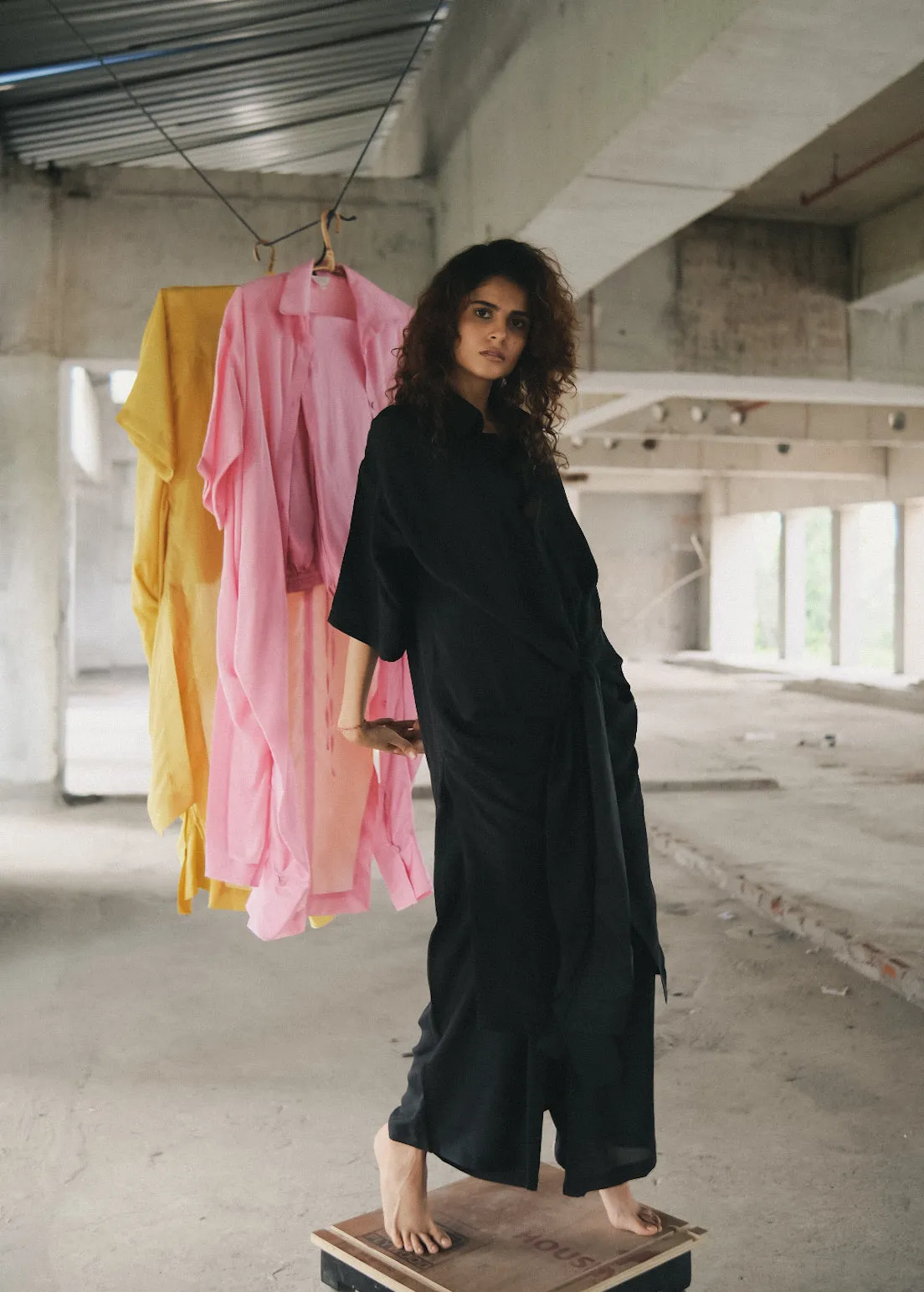 Summer Co-Ord Set of 2 Shirt Pant- Silk-Skublue-Pink-Black-Yellow-Roha 58-Fashion Edit Samadhi Vana-Ituvana