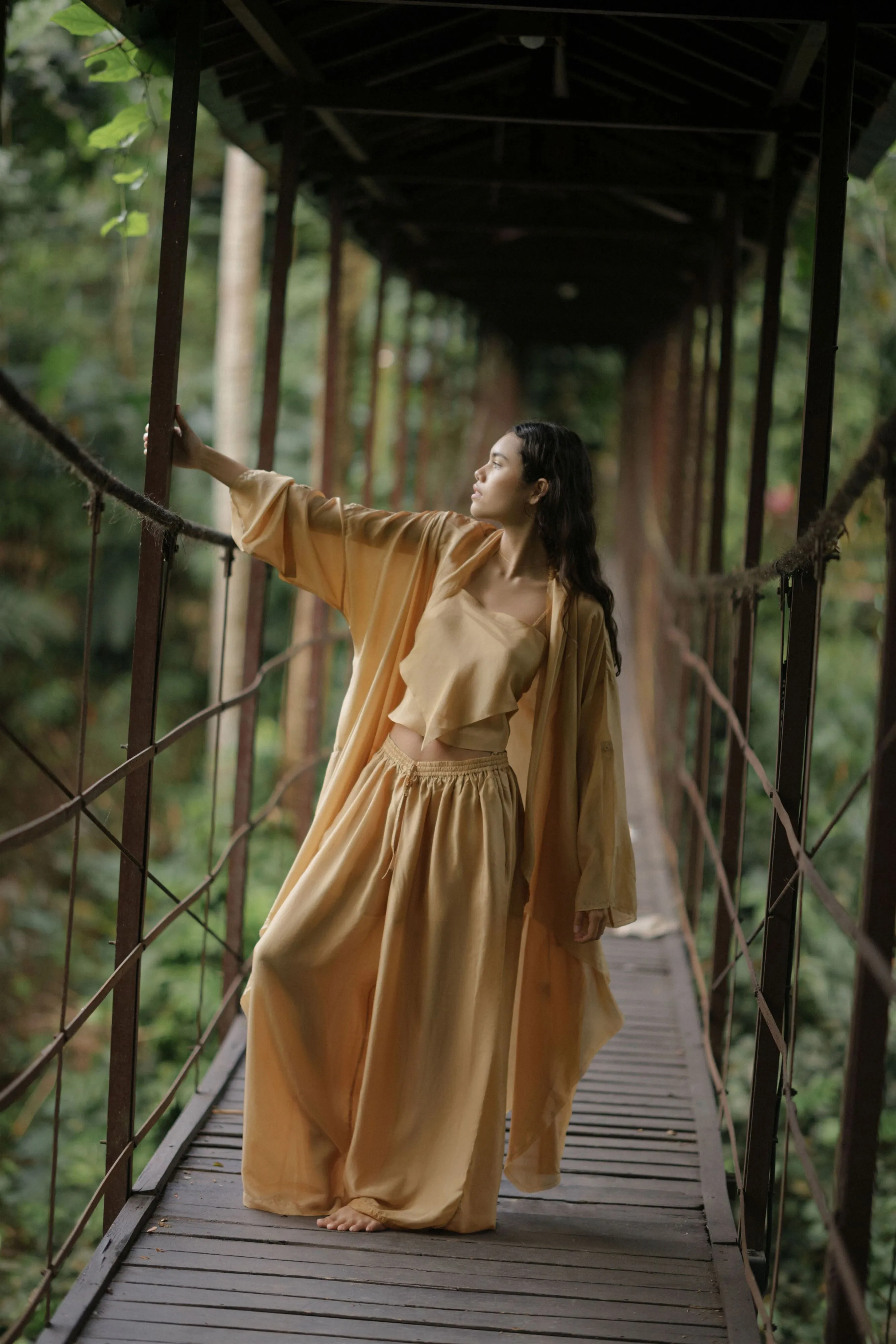 Summer Co-Ord Set of 3 Pant Top Cape-Cotton-Skyblue-Yellow-Pink-Black-Dhyana 53-Fashion Edit Samadhi Vana-Ituvana