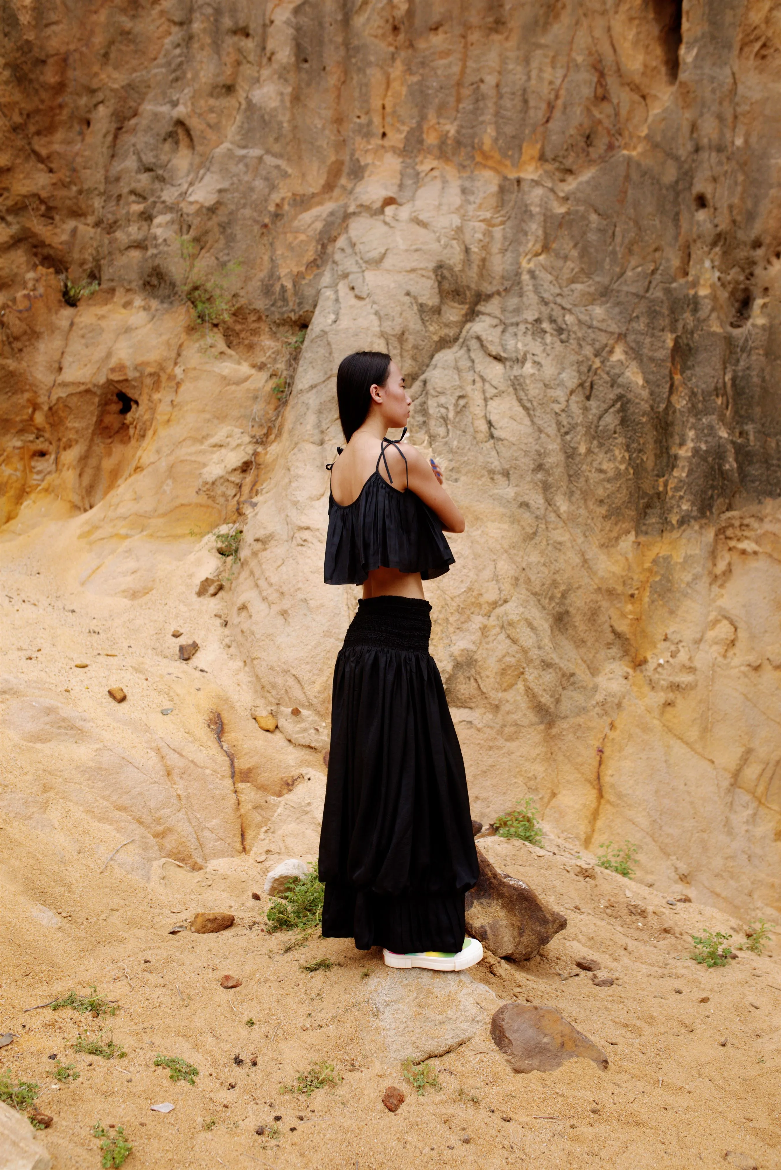 Summer Co-Ord Skirt Crop-top Set of 2-Silk-Fuchsia-Black-Moss Green-Laya Itu 35-Fashion Edit Maya Vana-Ituvana