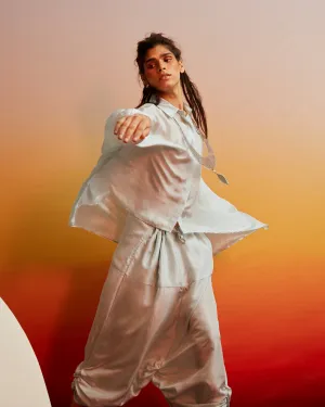 Summer Co-Ord Skirt Dhoti Set-Silk-Kila-48-Tan-Skyblue-lime-pink-Fashion Edit Ajna Vana-Ituvana