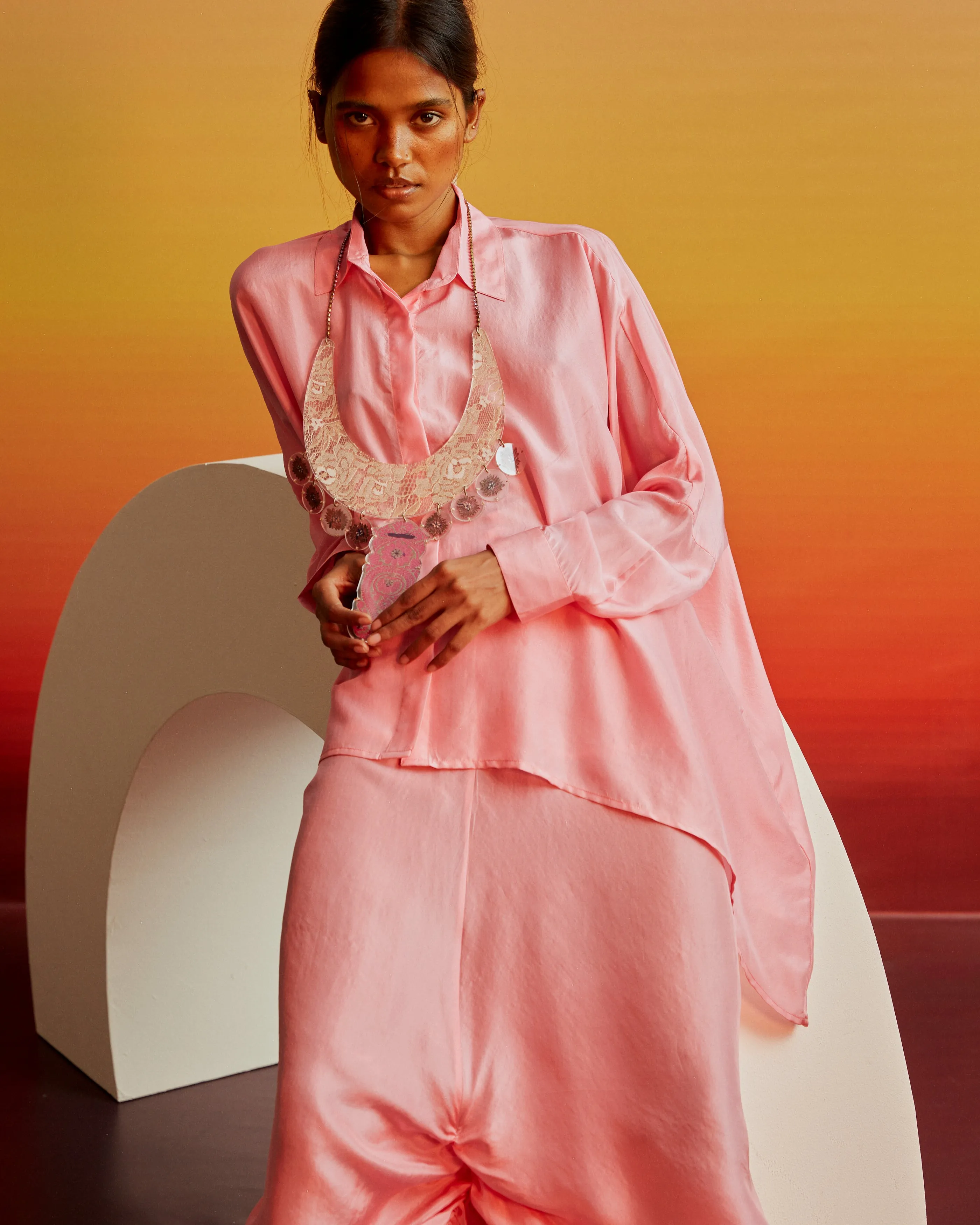 Summer Co-Ord Skirt Dhoti Set-Silk-Kila-48-Tan-Skyblue-lime-pink-Fashion Edit Ajna Vana-Ituvana