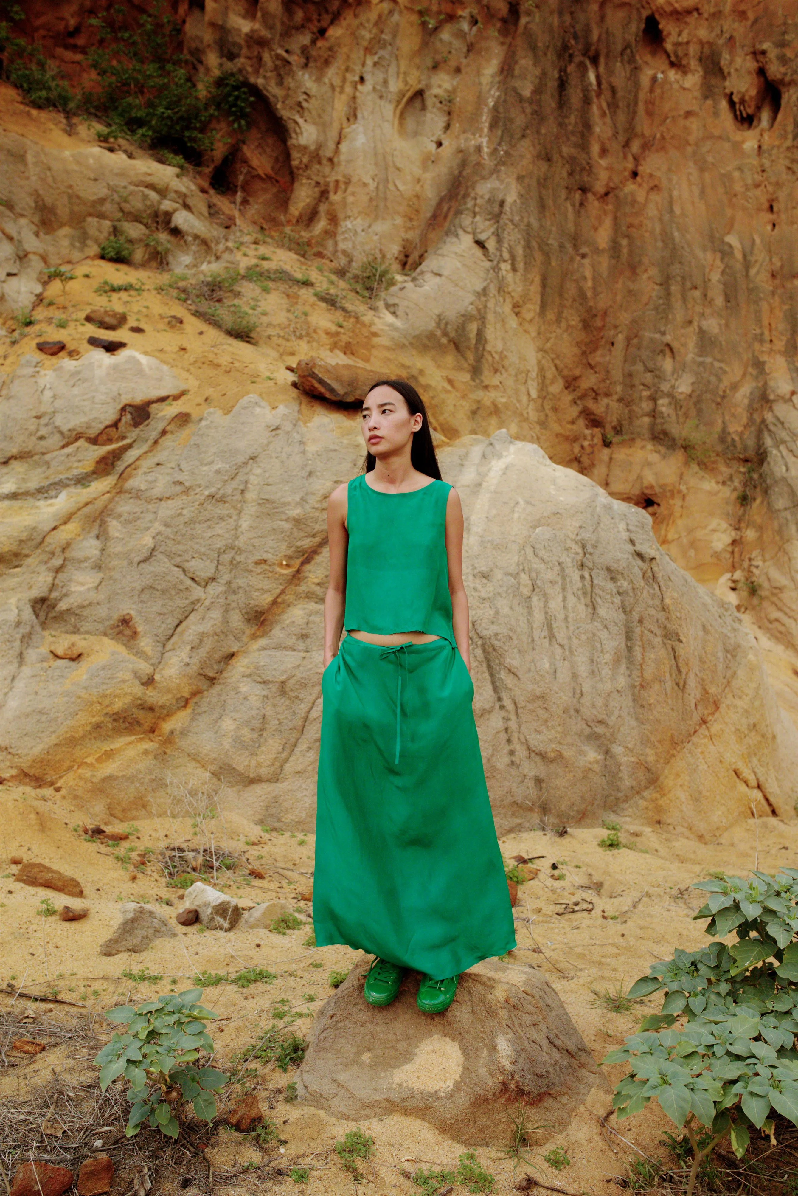 Summer Co-Ord Tie Skirt Top Set of 2-Silk-Black-Skyblue-Fuchsia-Emerald Green-Yellow-Yukti Itu 31-Fashion Edit Maya Vana-Ituvana