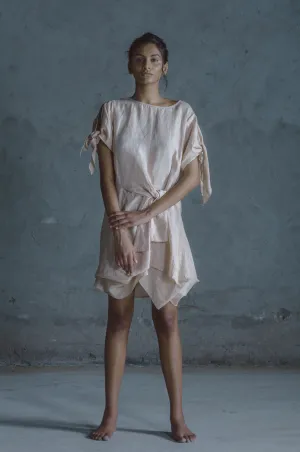 Summer Dress Bow Tie Linen Nude Black Sarga-Fashion Edit Samcara Vana-Ituvana-18