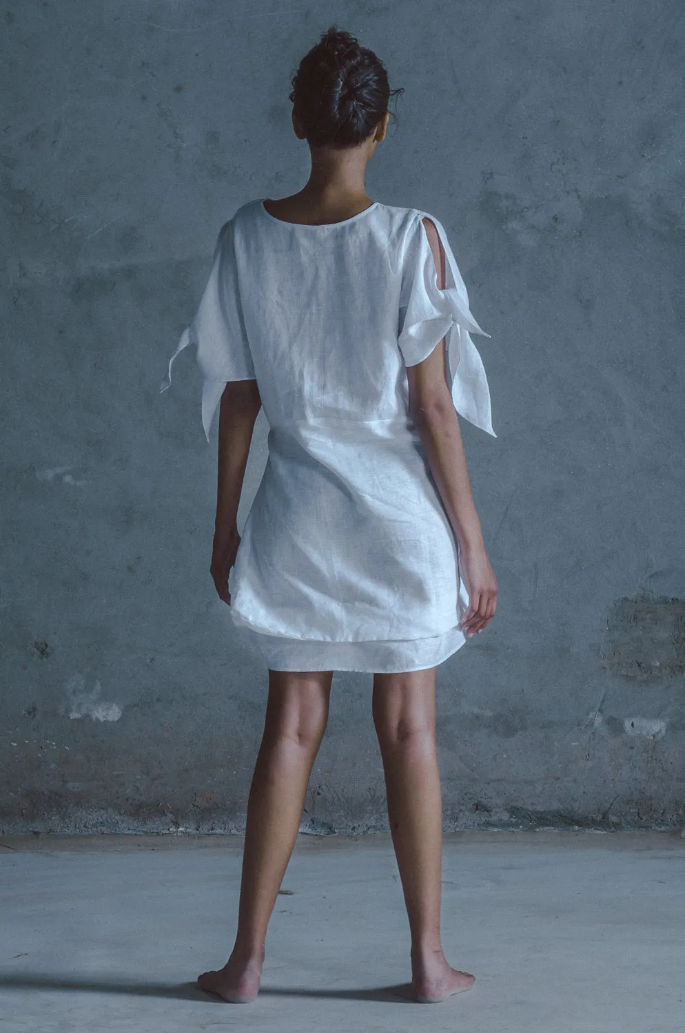 Summer Dress Bow Tie Linen Nude Black Sarga-Fashion Edit Samcara Vana-Ituvana-18
