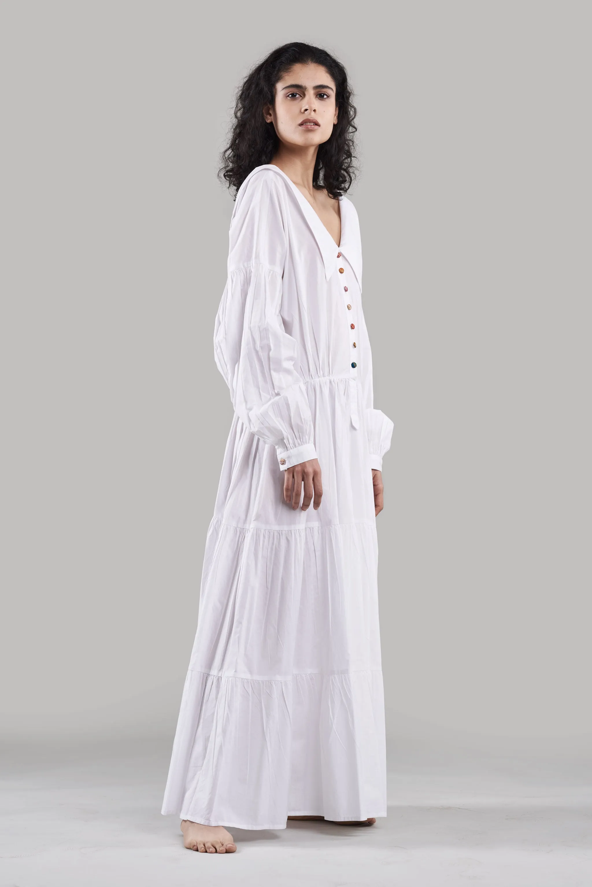 Summer Dress Cotton Voile Reversible Black/White/Plum/Nude/Clay-Fashion Edit Sahaja Vana-Ituvana-07