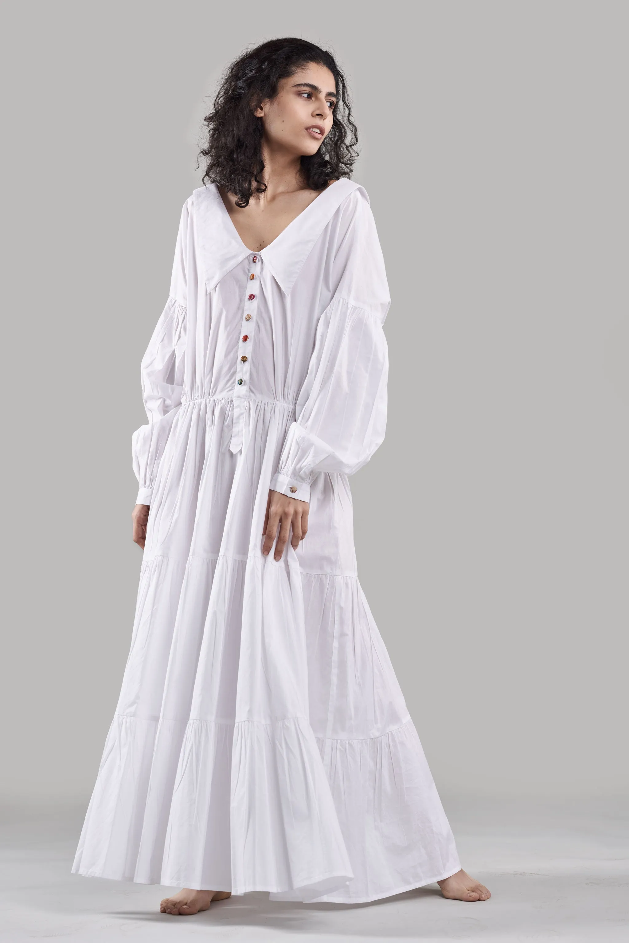Summer Dress Cotton Voile Reversible Black/White/Plum/Nude/Clay-Fashion Edit Sahaja Vana-Ituvana-07