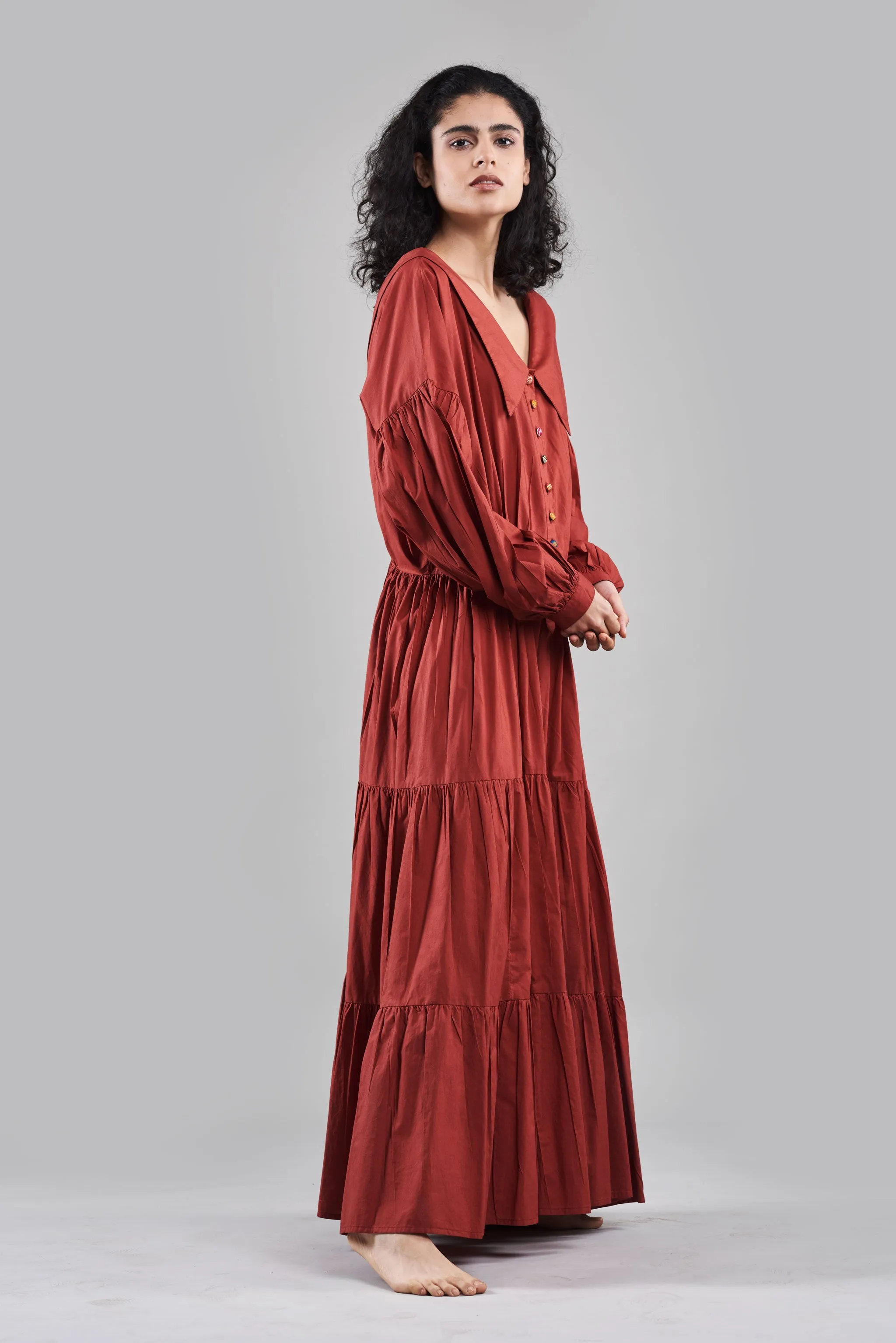 Summer Dress Cotton Voile Reversible Black/White/Plum/Nude/Clay-Fashion Edit Sahaja Vana-Ituvana-07