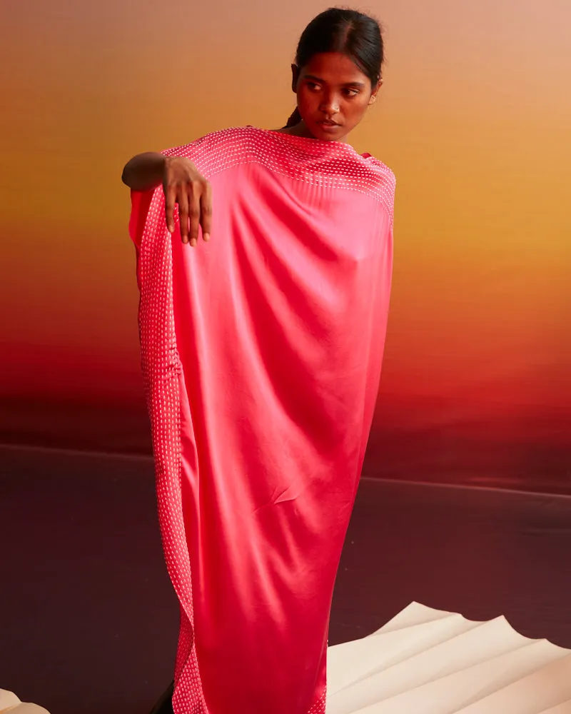 Summer Dress Long-Silk-Siba-S-pink-lime-50L-Fashion Edit Ajna Vana-Ituvana