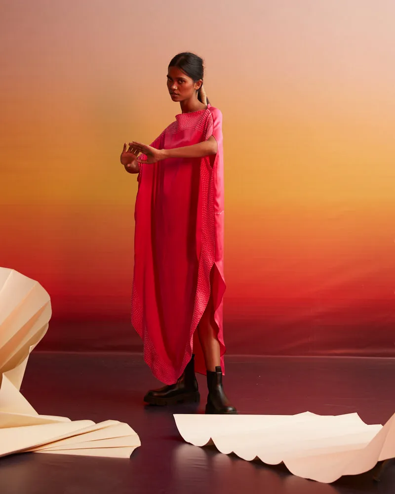 Summer Dress Long-Silk-Siba-S-pink-lime-50L-Fashion Edit Ajna Vana-Ituvana