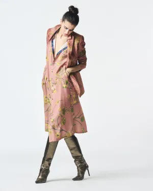 Summer-Dress Pleated Rose Muga Satin Silk-Fashion Edit Orchard-WDR501MT537-SUKETDHIR