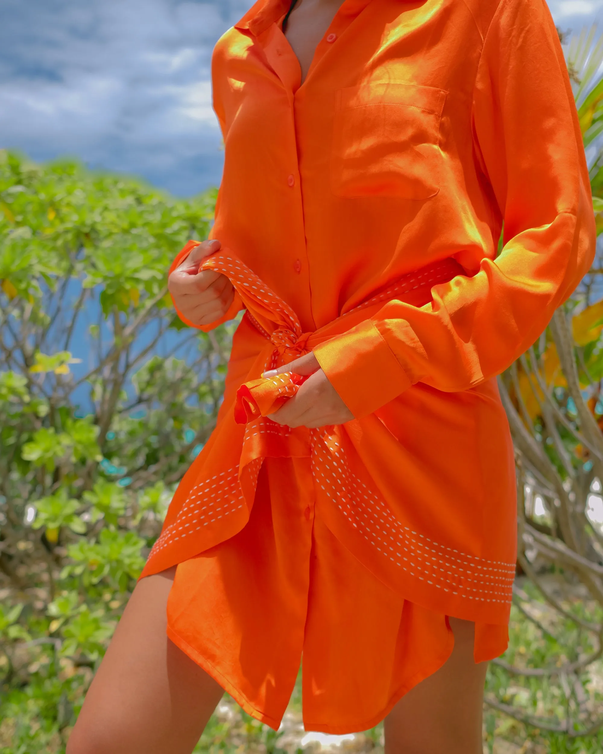 Summer Dress Sarong-Silk-Asita S-56-lime-Yellow-Carrot Orange-Fashion Edit Ajna Vana-Ituvana
