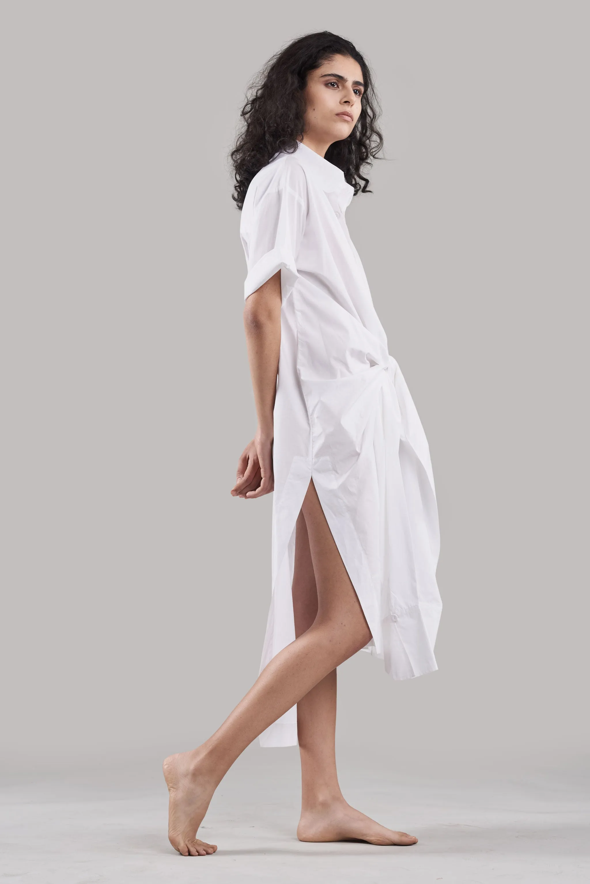 Summer Dress Shirtdress Cotton Poplin Black/White/Plum/Nude/Clay-Fashion Edit Sahaja Vana-Ituvana-02