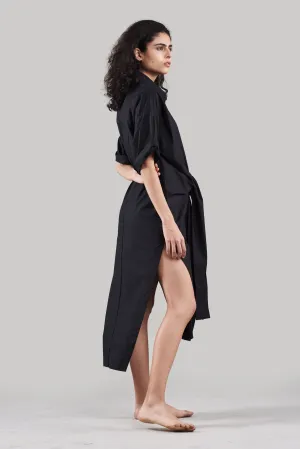 Summer Dress Shirtdress Cotton Poplin Black/White/Plum/Nude/Clay-Fashion Edit Sahaja Vana-Ituvana-02