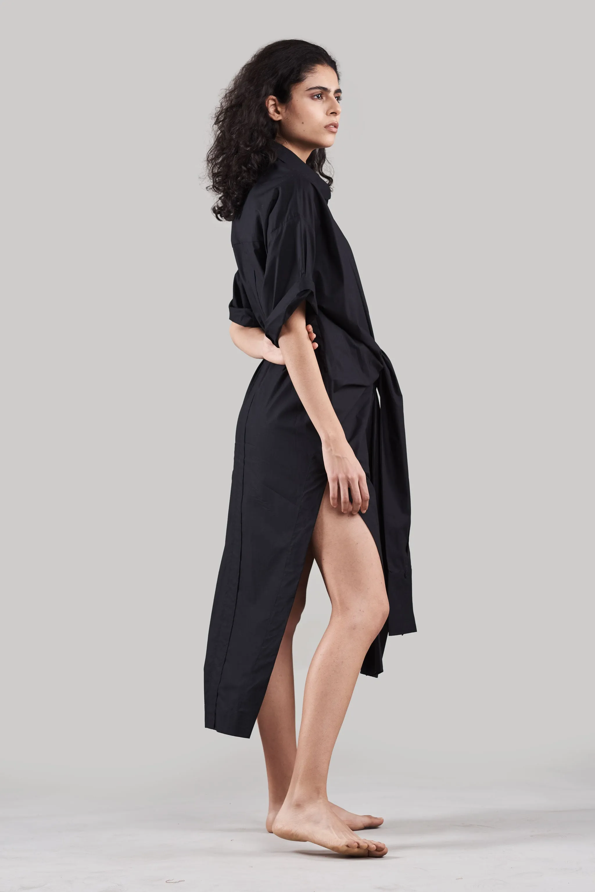 Summer Dress Shirtdress Cotton Poplin Black/White/Plum/Nude/Clay-Fashion Edit Sahaja Vana-Ituvana-02