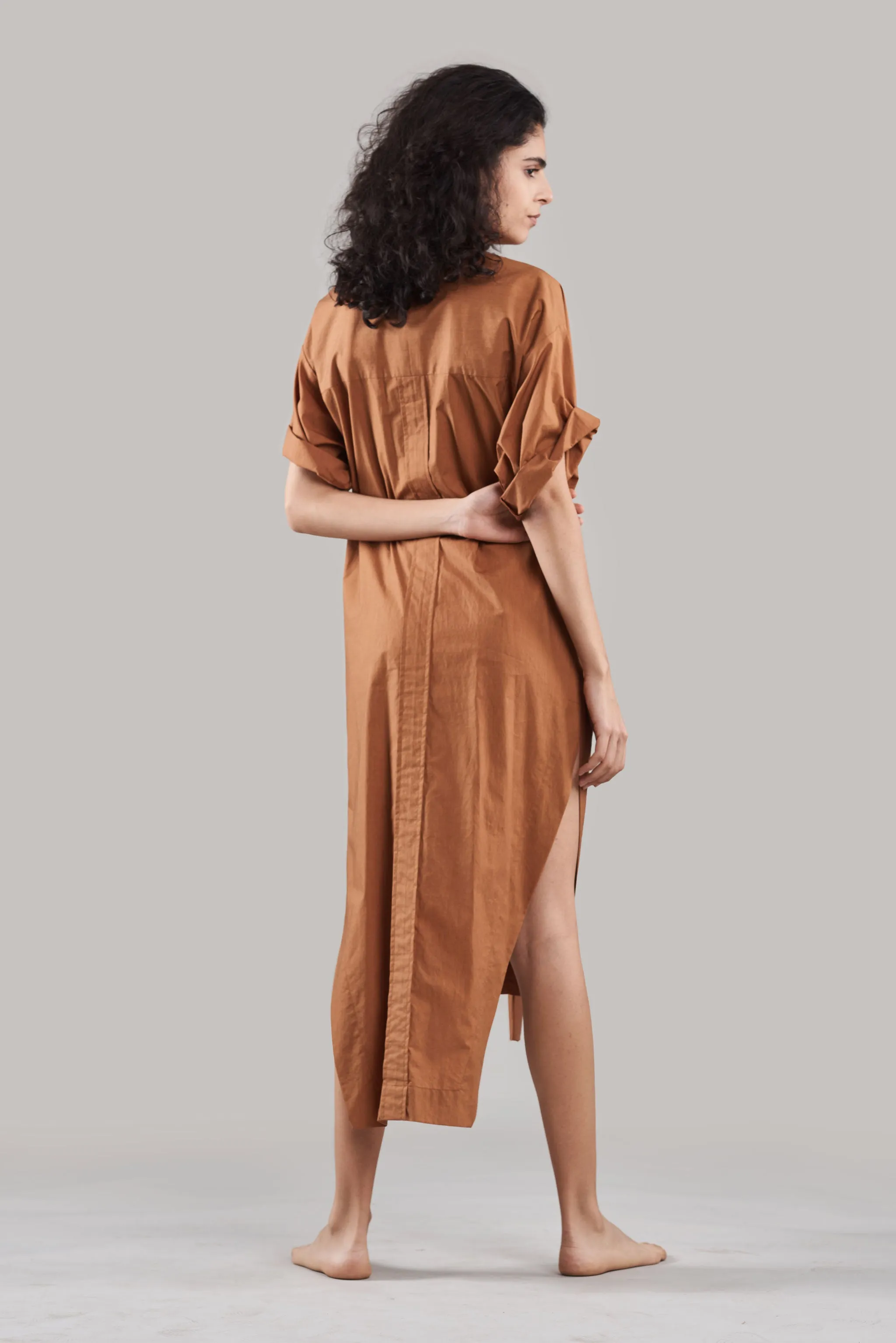 Summer Dress Shirtdress Cotton Poplin Black/White/Plum/Nude/Clay-Fashion Edit Sahaja Vana-Ituvana-02