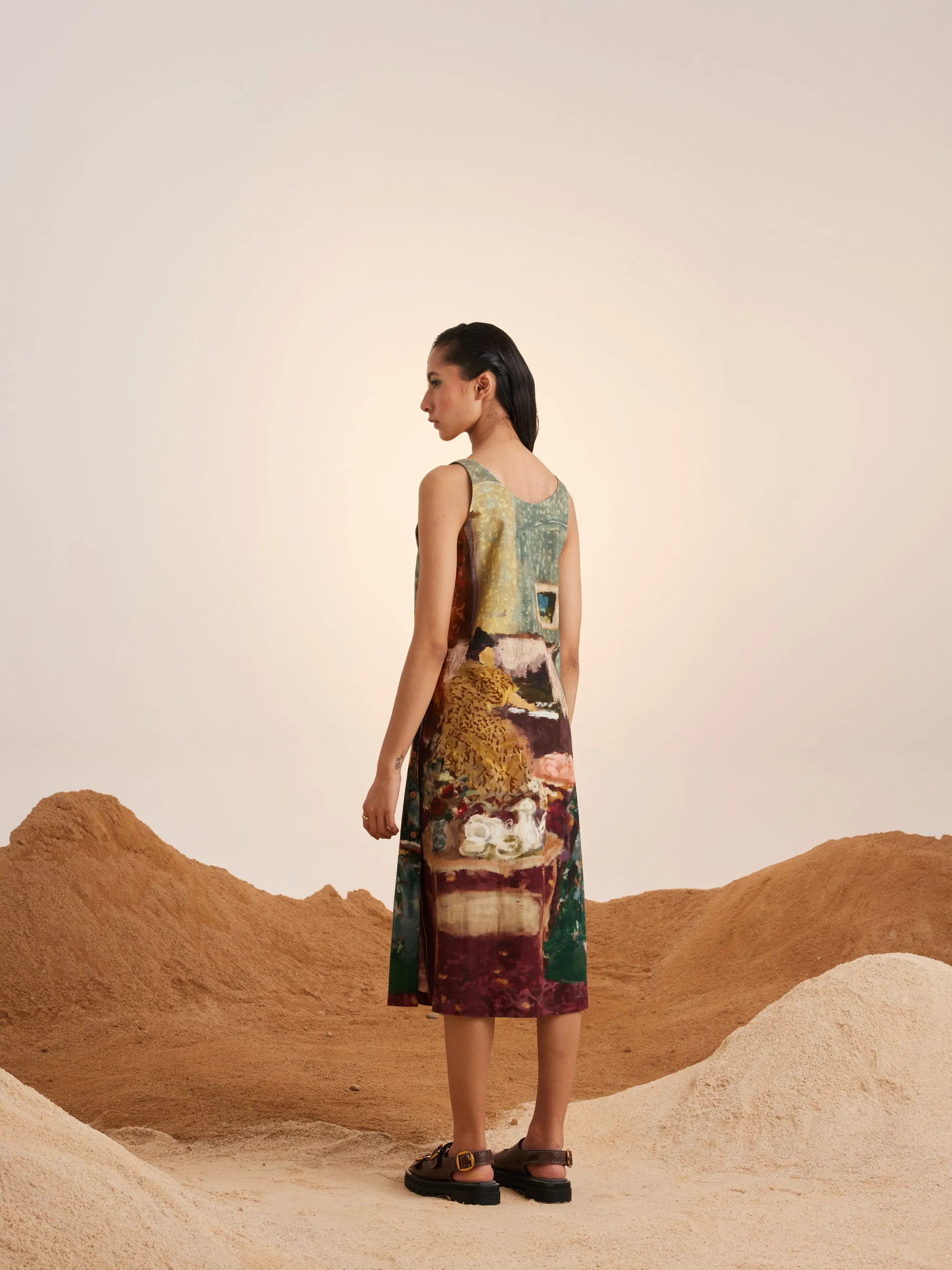 Summer Dress Sleeveless Zen-High Tea-Rayon  Ss25-Zd-Ht-Cord