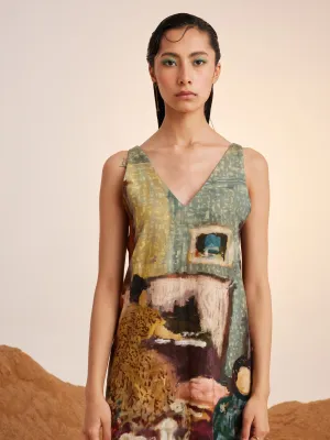 Summer Dress Sleeveless Zen-High Tea-Rayon  Ss25-Zd-Ht-Cord