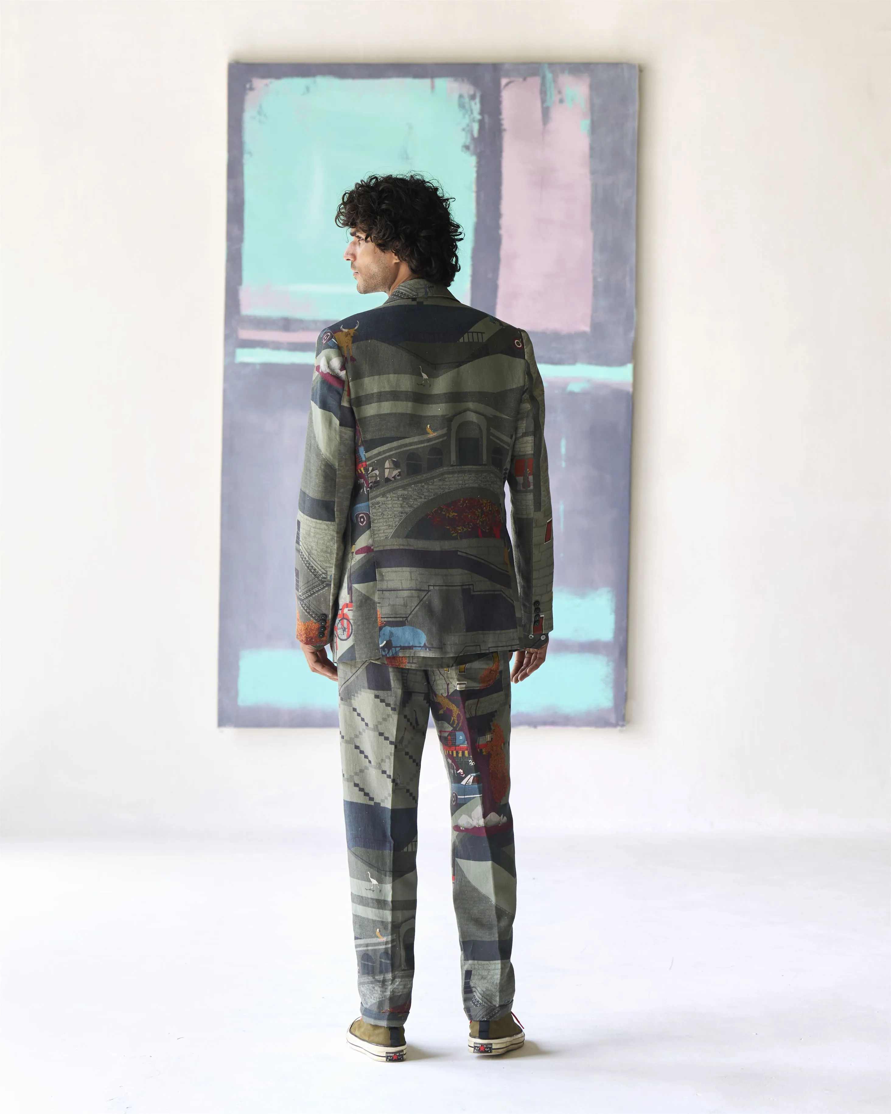 Summer Jacket Blazer Animal Rana Linen Sage OW306LI387 SuketDhir