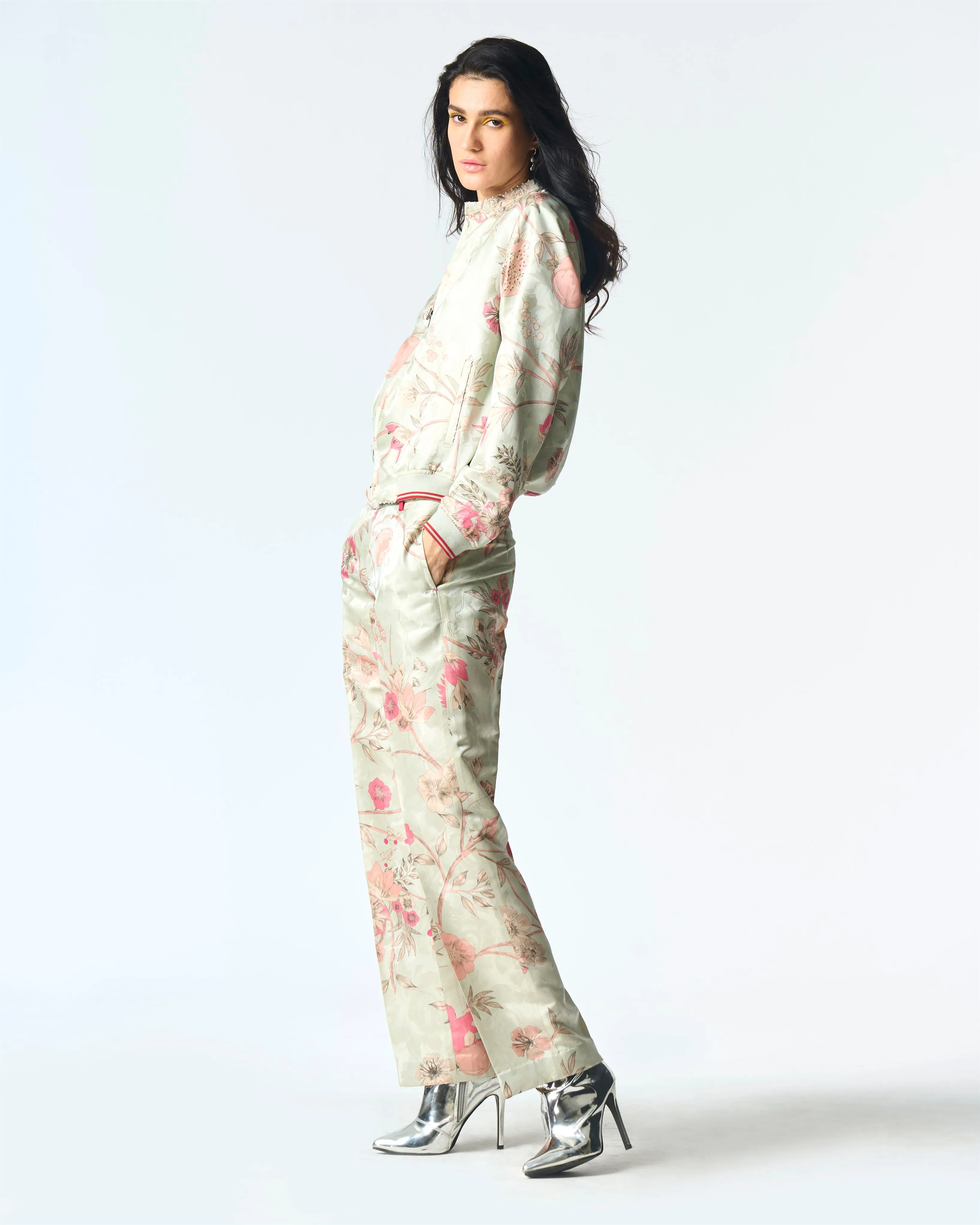 Summer-Jacket Bomber Janbaaz Blue Silk Damask-Fashion Edit Orchard-WOW301SJ545-SUKETDHIR