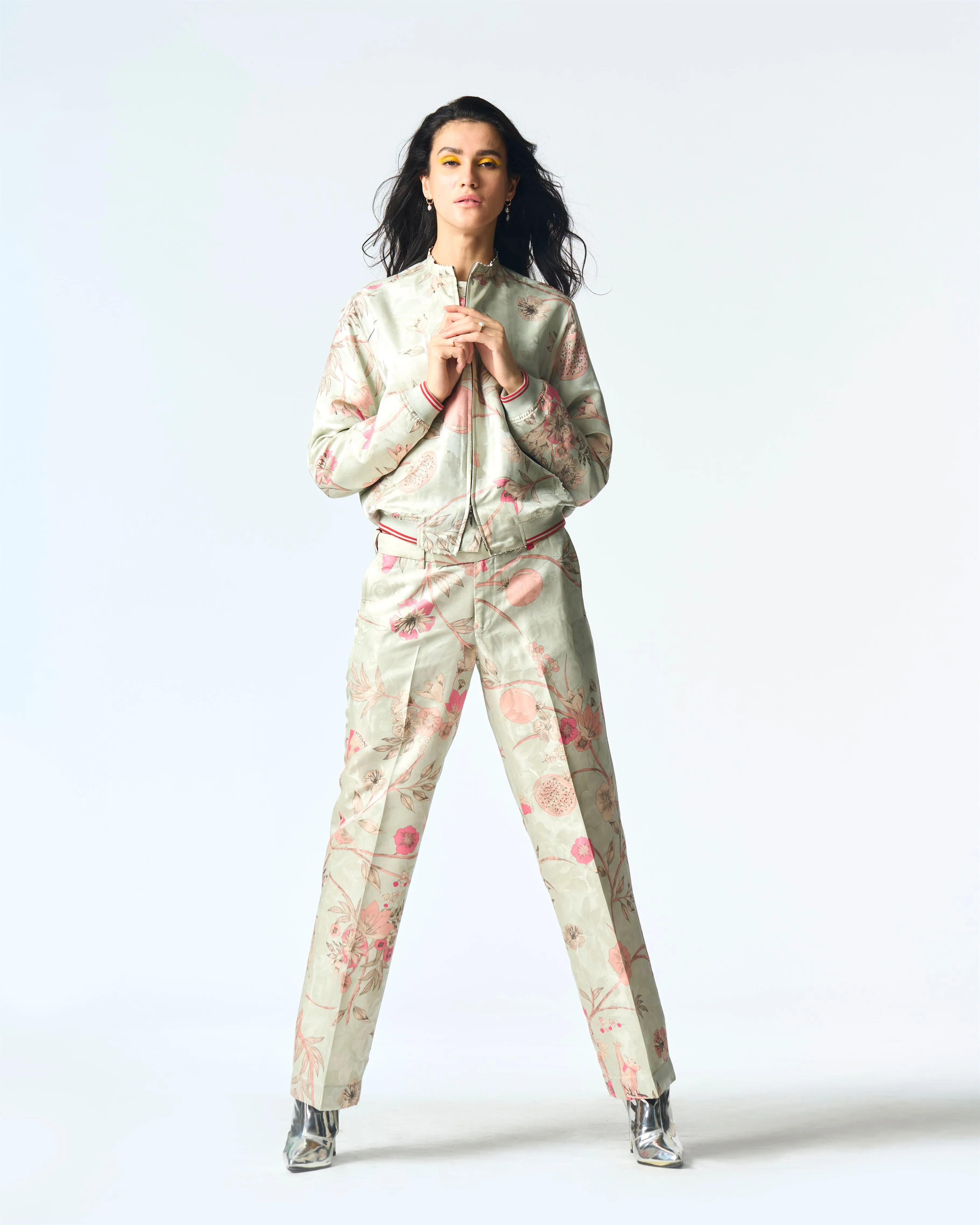 Summer-Jacket Bomber Janbaaz Blue Silk Damask-Fashion Edit Orchard-WOW301SJ545-SUKETDHIR