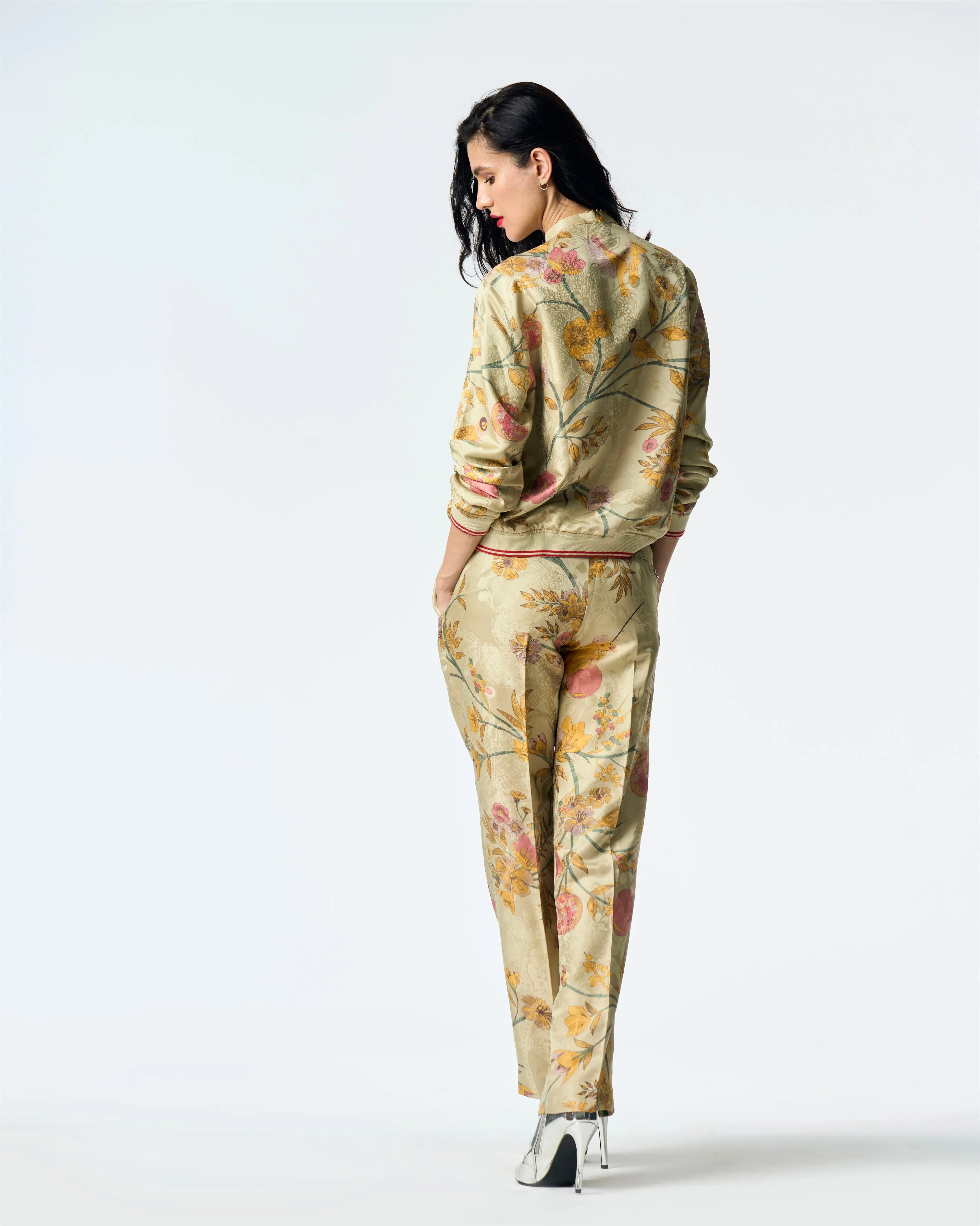 Summer-Jacket Bomber Janbaaz Mint Silk Damask-Fashion Edit Orchard-WOW301SJ535-SUKETDHIR