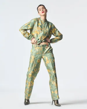 Summer-Jacket Bomber Janbaaz Sage Silk Damask-Fashion Edit Orchard-WOW301SJ538-SUKETDHIR