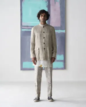 Summer Jacket Jacket Bandhgala Silk Eri Off White OW305ES14 SuketDhir