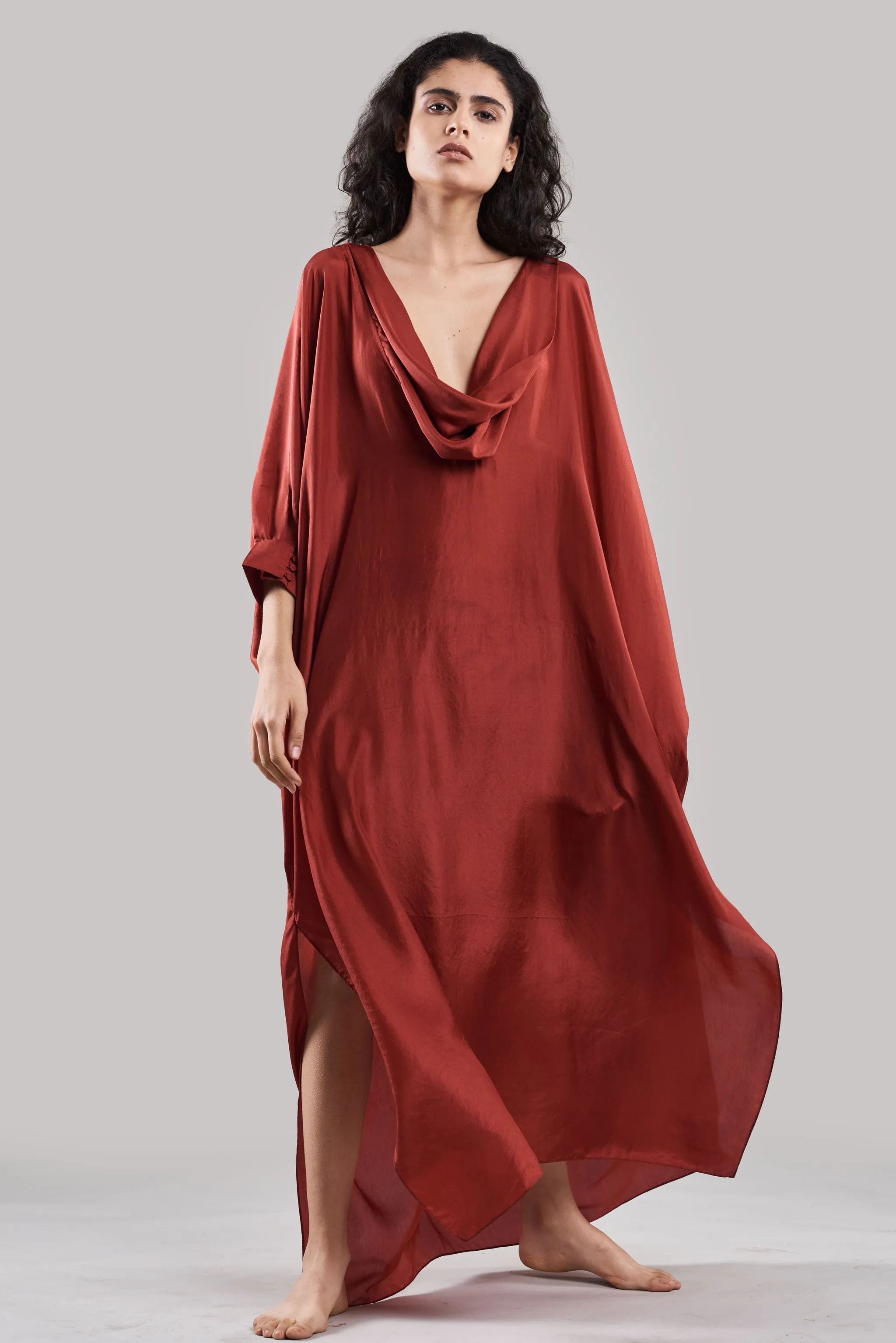 Summer Kaftan Co-Ord Silk Black/White/Plum/Nude/Clay-Fashion Edit Sahaja Vana-Ituvana-01
