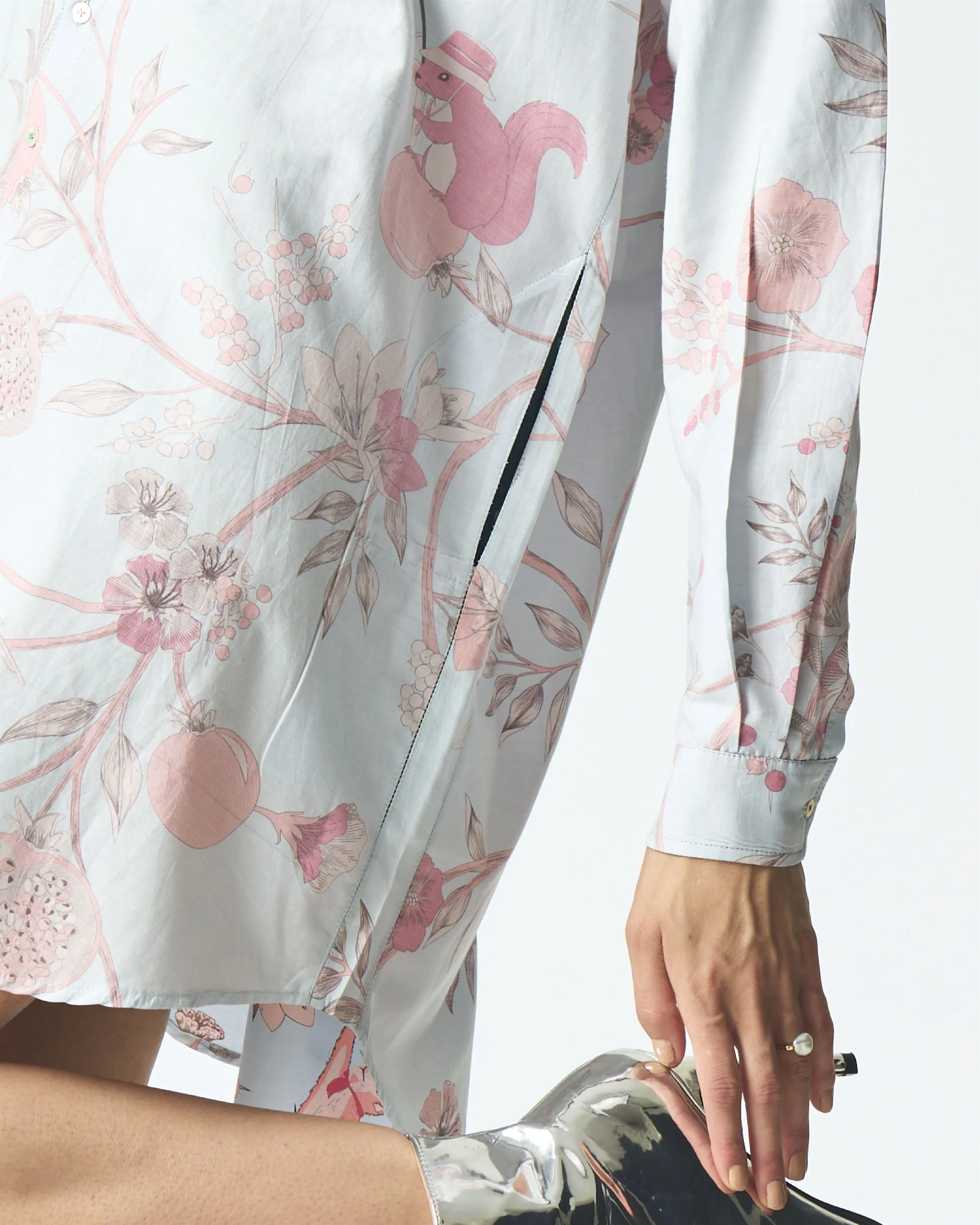 Summer-Shirt Oversized Blue Cotton Silk-Fashion Edit Orchard-WS470CSC545-SUKETDHIR