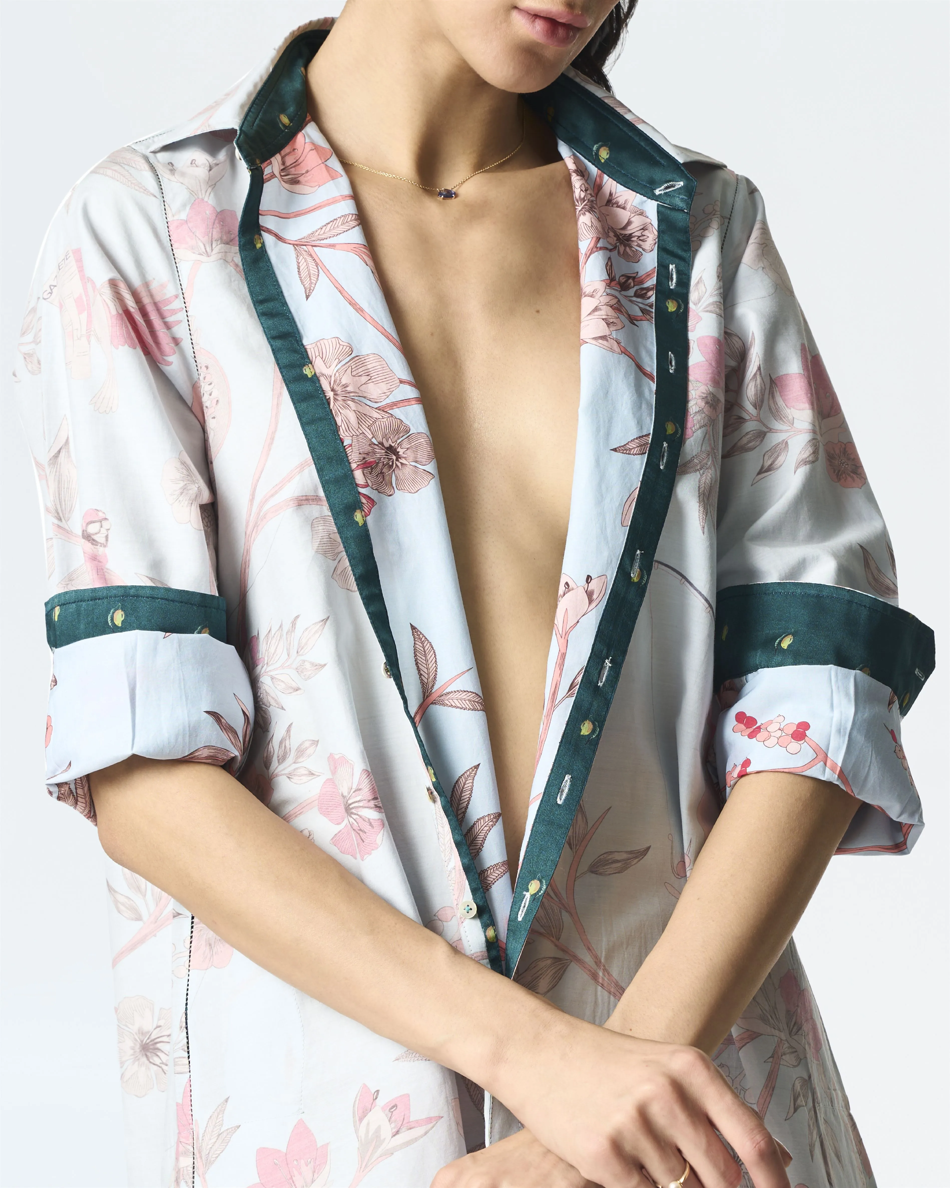 Summer-Shirt Oversized Blue Cotton Silk-Fashion Edit Orchard-WS470CSC545-SUKETDHIR