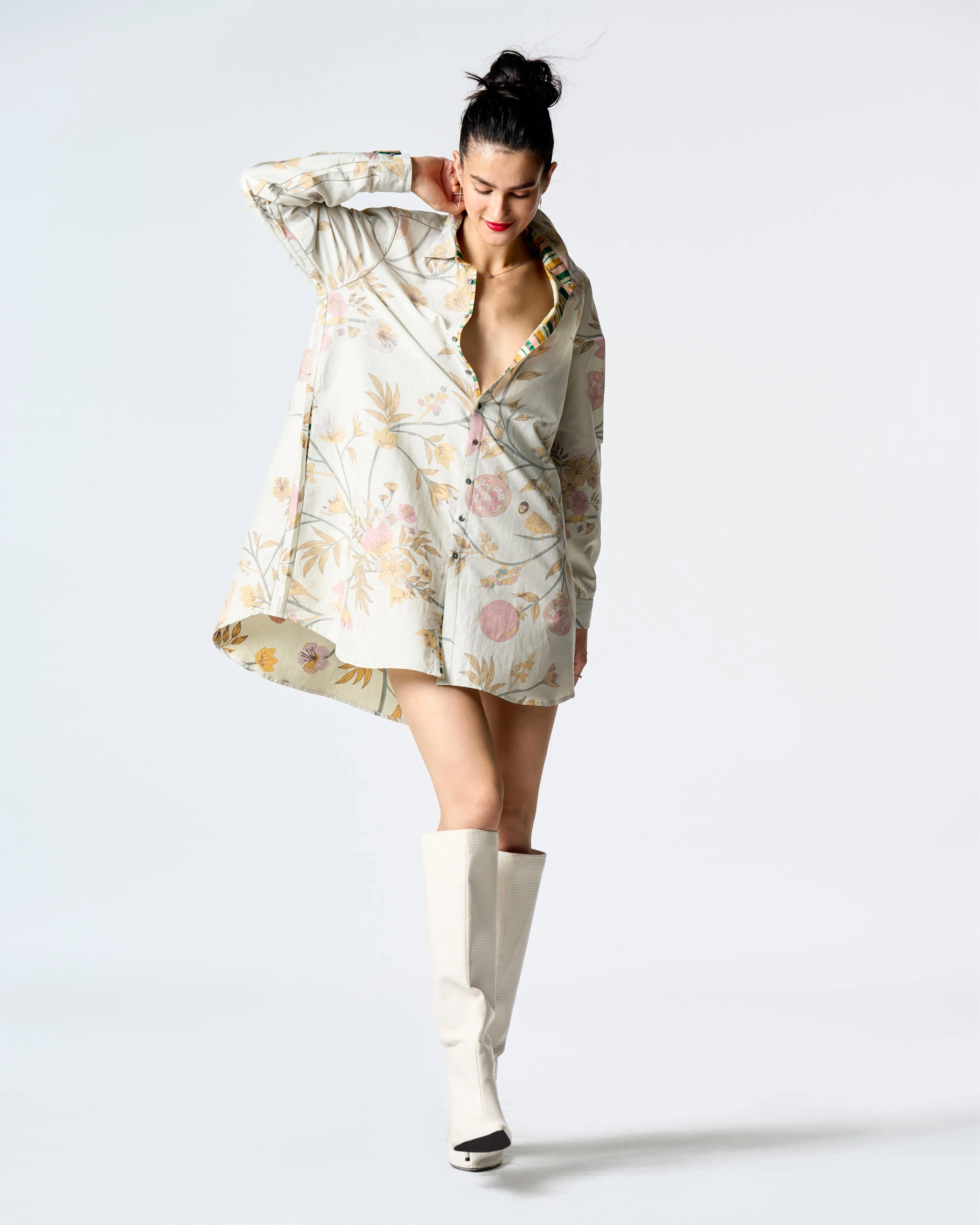 Summer-Shirt Oversized Mint Cotton Silk-Fashion Edit Orchard-WS470CSC535-SUKETDHIR