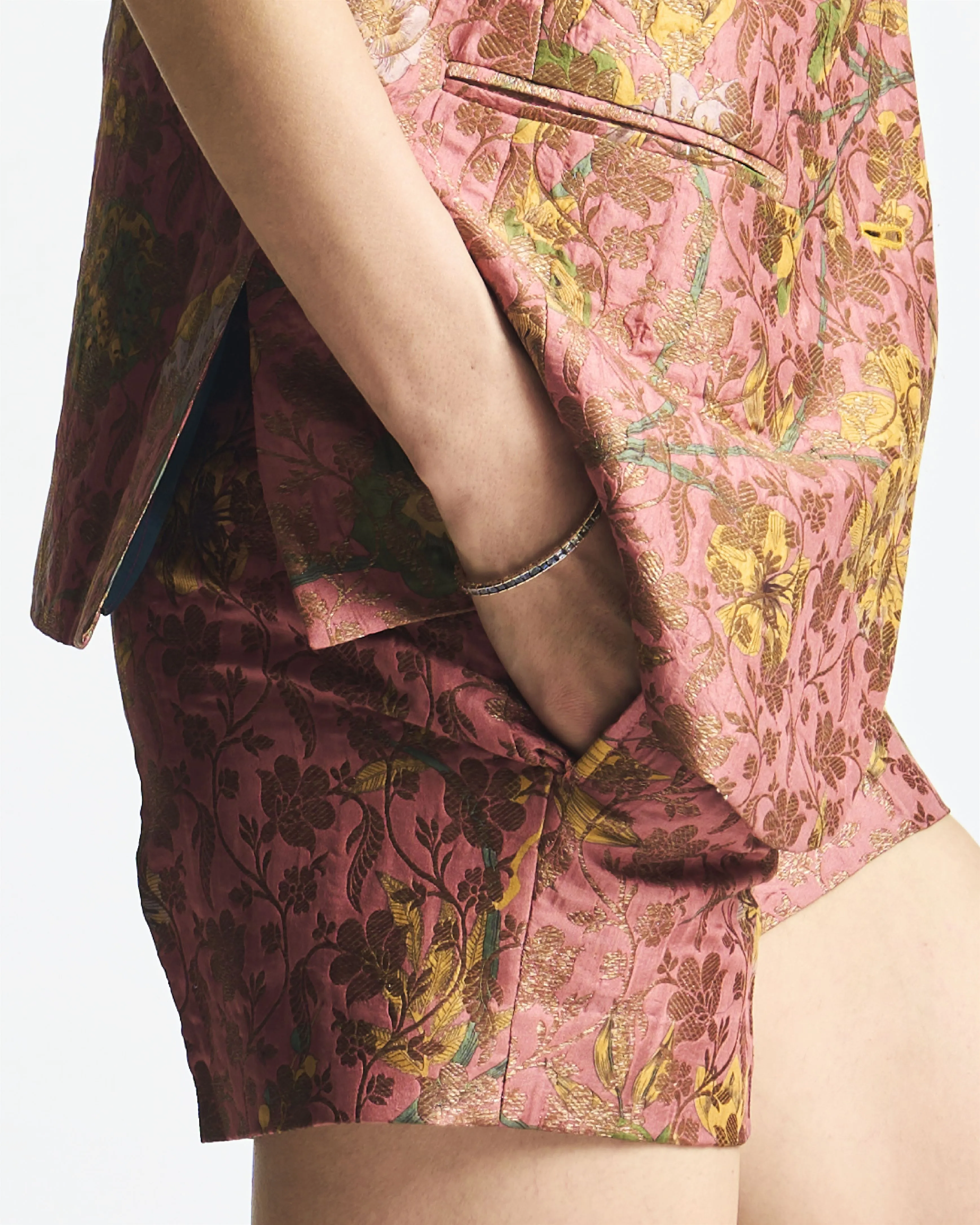 Summer-Shorts Short Rose Silk Brocade-Fashion Edit Orchard-WP114SB537-SUKETDHIR