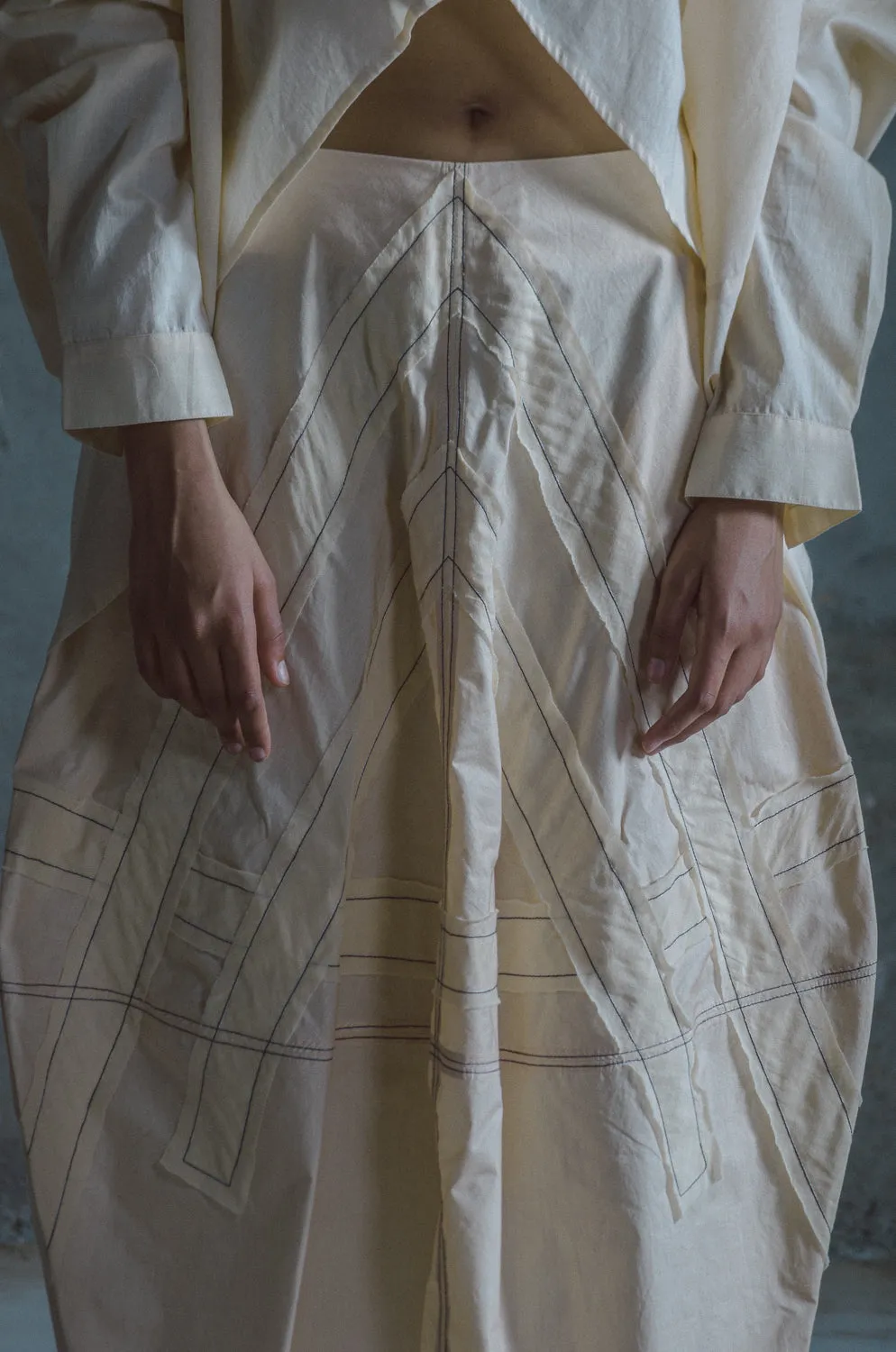 Summer Skirt Co-Ord Set Cotton Poplin Nude White Applique Daiva-Fashion Edit Samcara Vana-Ituvana-19