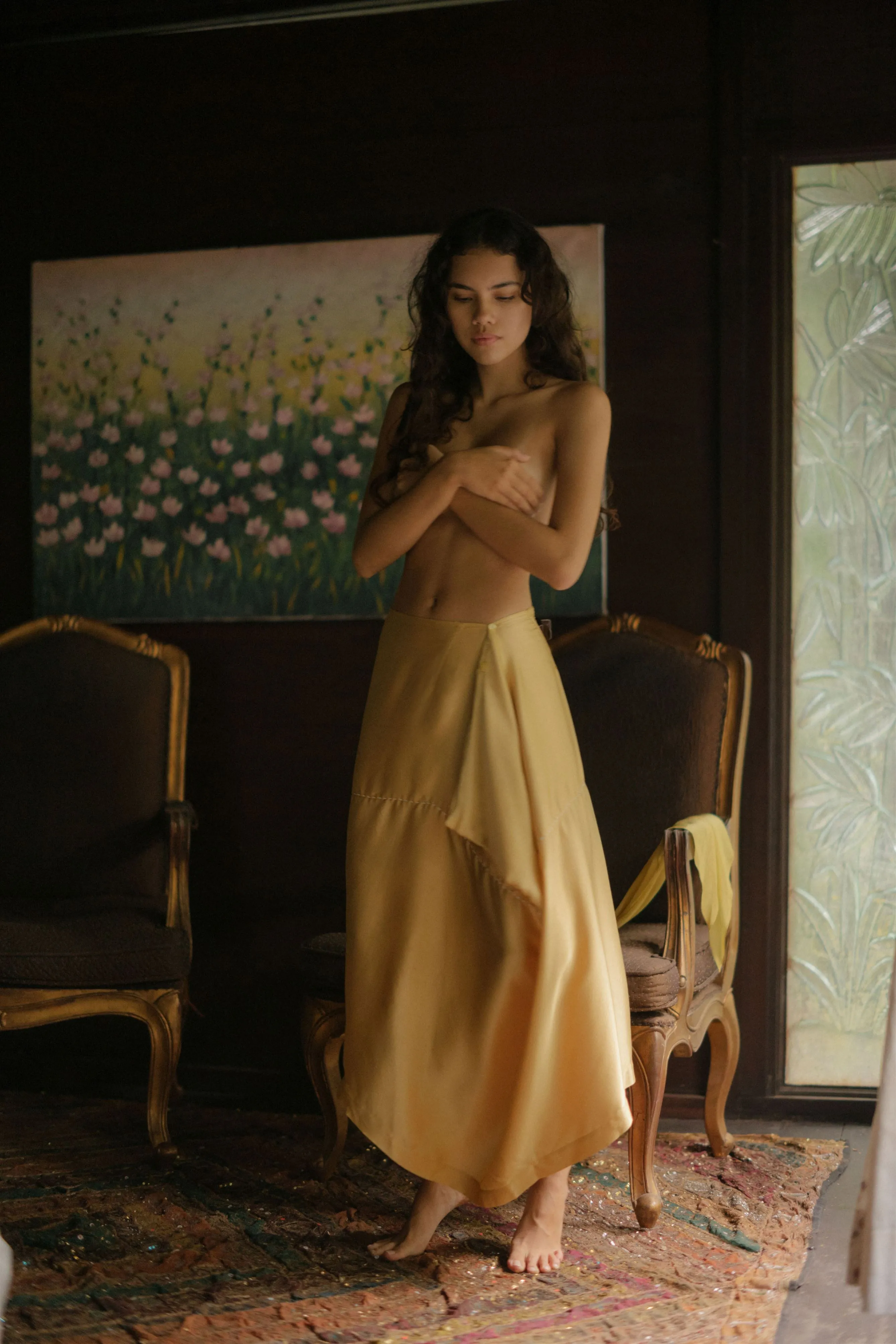 Summer Skirt Versatile-Silk-Tan-Beige-Brown-Dharini S 52-Fashion Edit Samadhi Vana-Ituvana