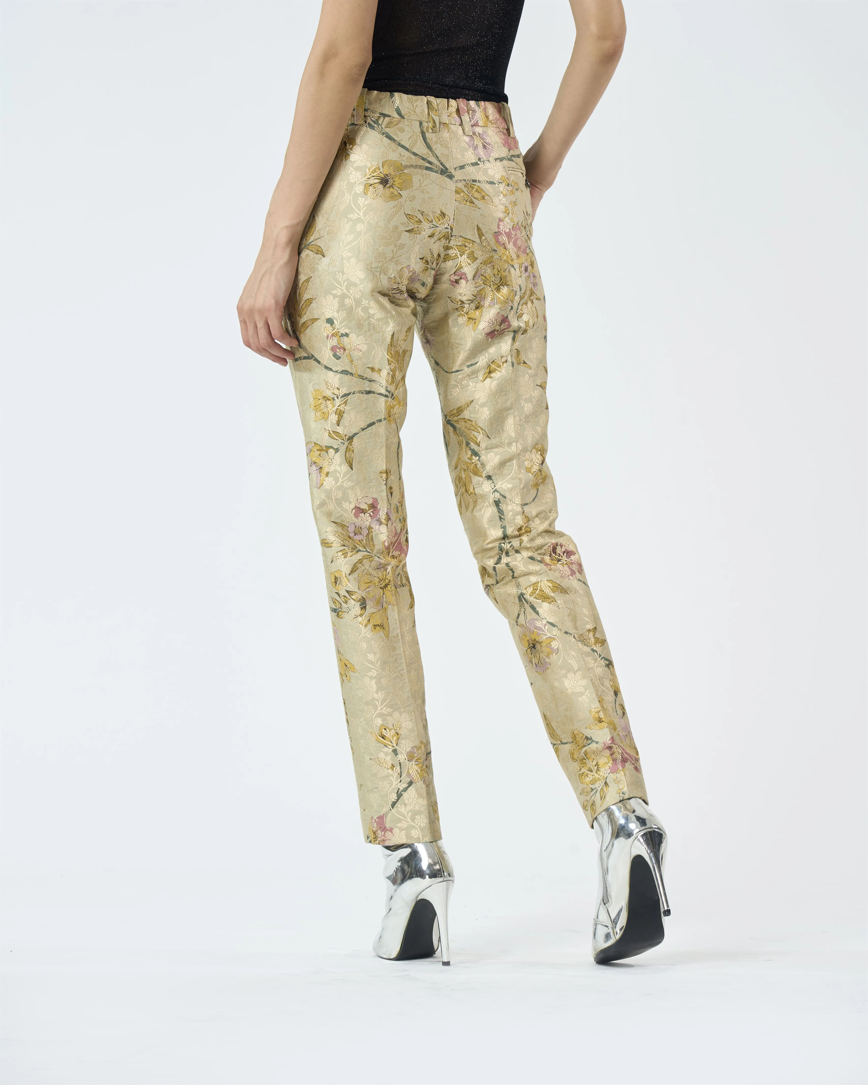 Summer-Trouser Classic Mint Silk Brocade-Fashion Edit Orchard-WP103SB535-SUKETDHIR
