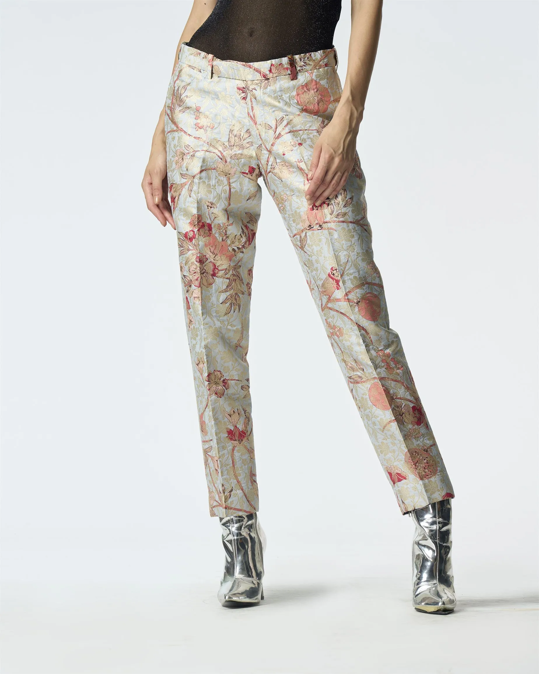 Summer-Trousers Classic Blue Silk Brocade-Fashion Edit Orchard-WP103SB545-SUKETDHIR