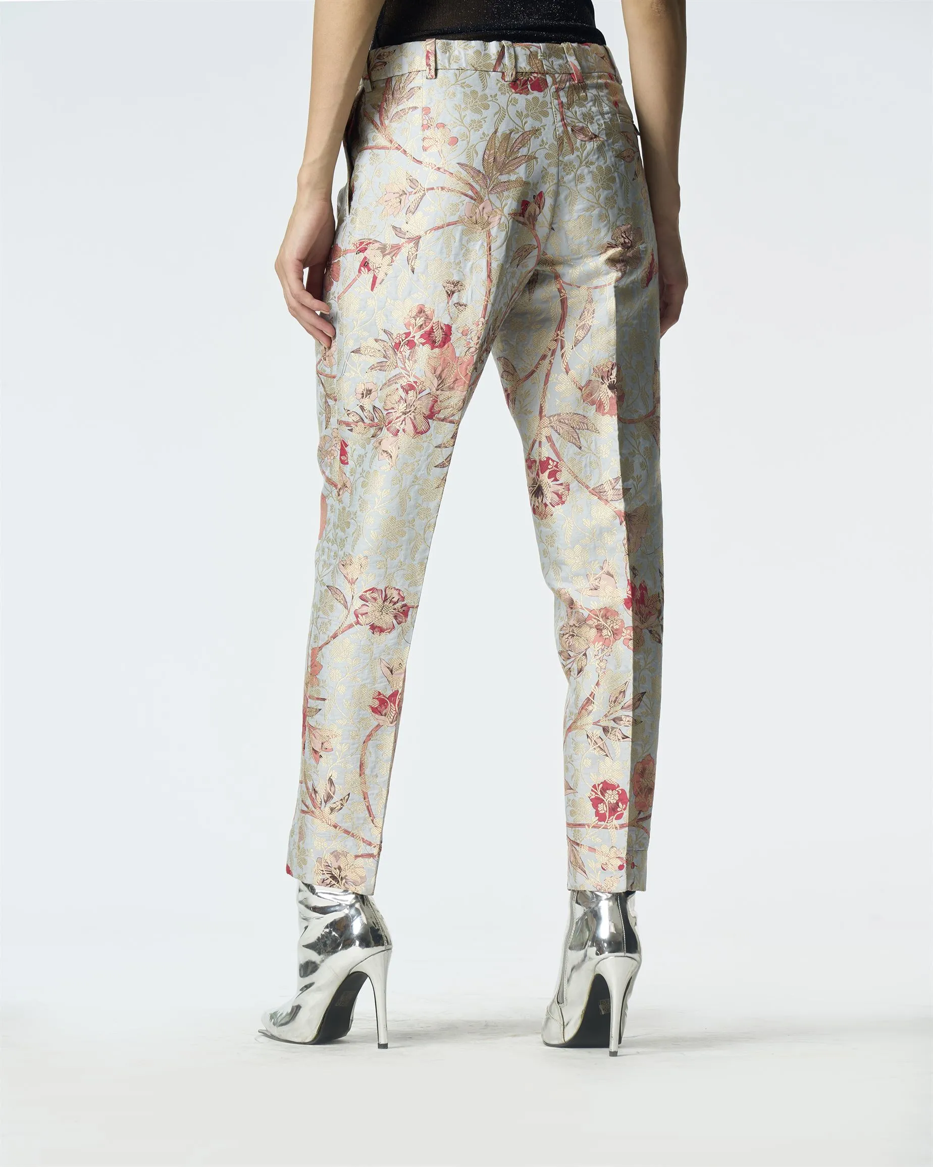 Summer-Trousers Classic Blue Silk Brocade-Fashion Edit Orchard-WP103SB545-SUKETDHIR