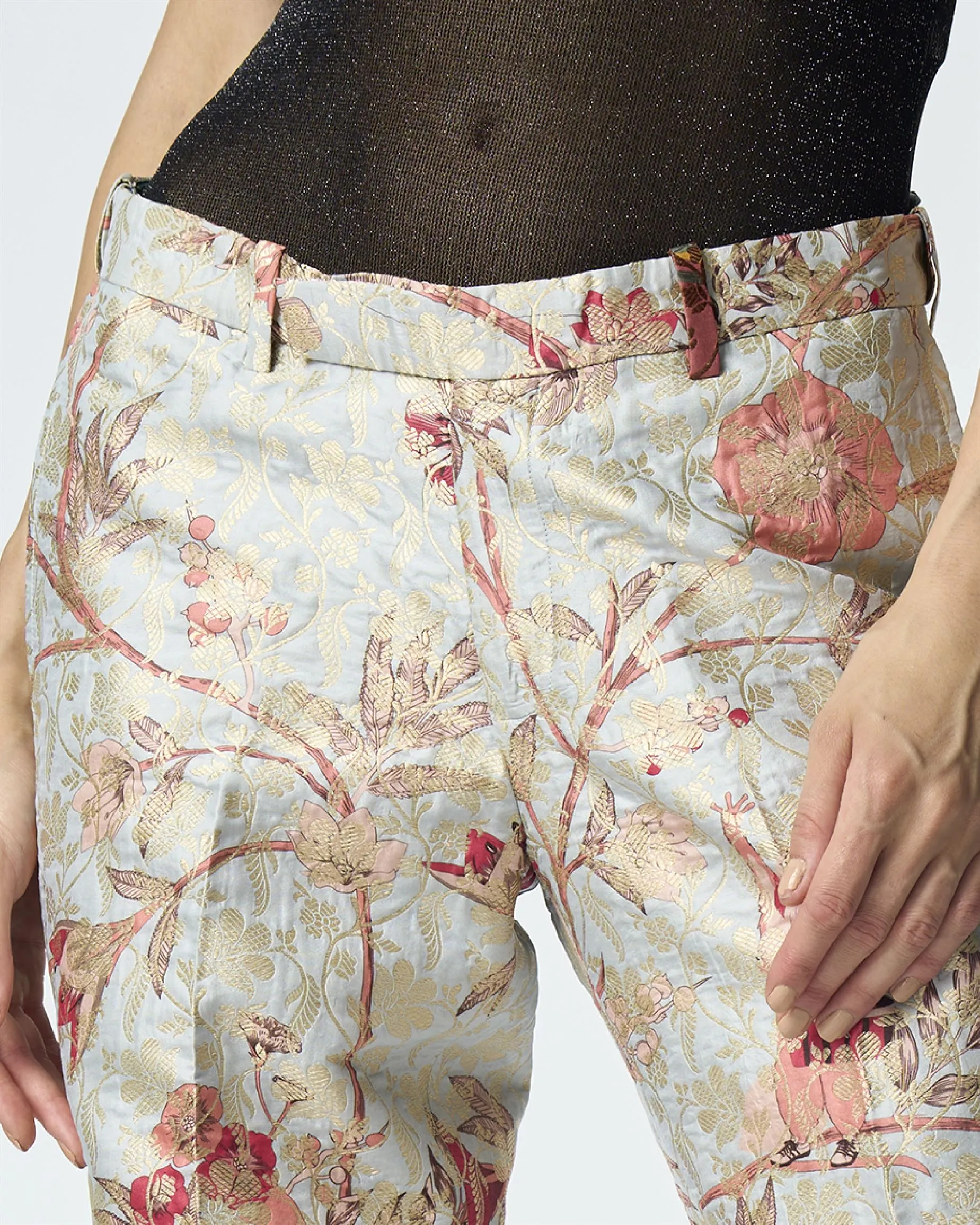Summer-Trousers Classic Blue Silk Brocade-Fashion Edit Orchard-WP103SB545-SUKETDHIR
