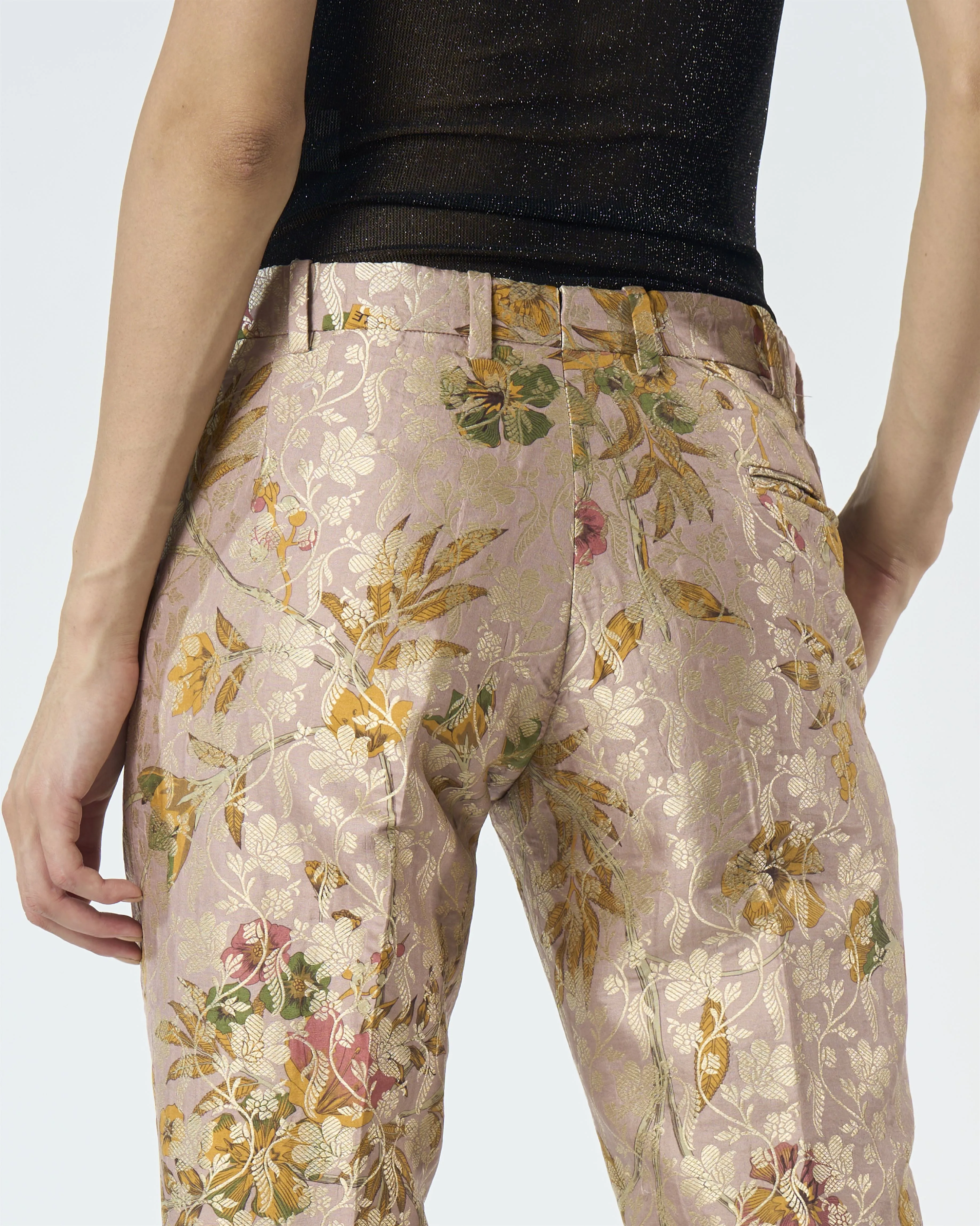 Summer-Trousers Classic Pink Silk Brocade-Fashion Edit Orchard-WP103SB544-SUKETDHIR