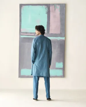 Summer Tunic Kurta Andaaz Lattice Cotton Dusty Blue K223MM93 SuketDhir